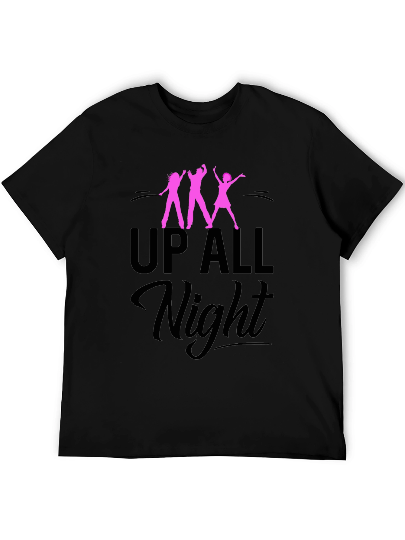 Black Up All Night Graphic Tee - Black Unisex T-Shirt view 5