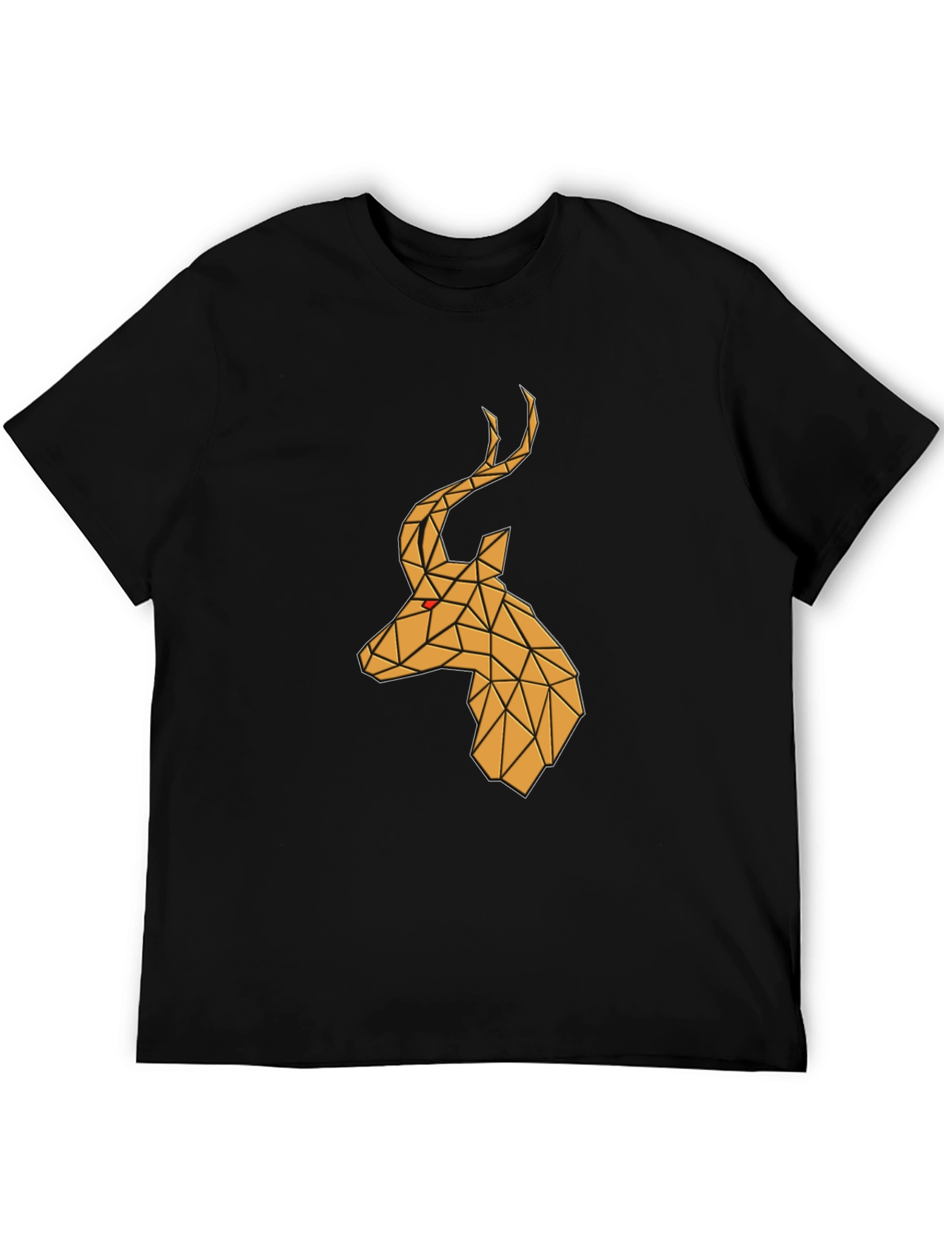 Geometric Deer Head Graphic Tee - Black - 5
