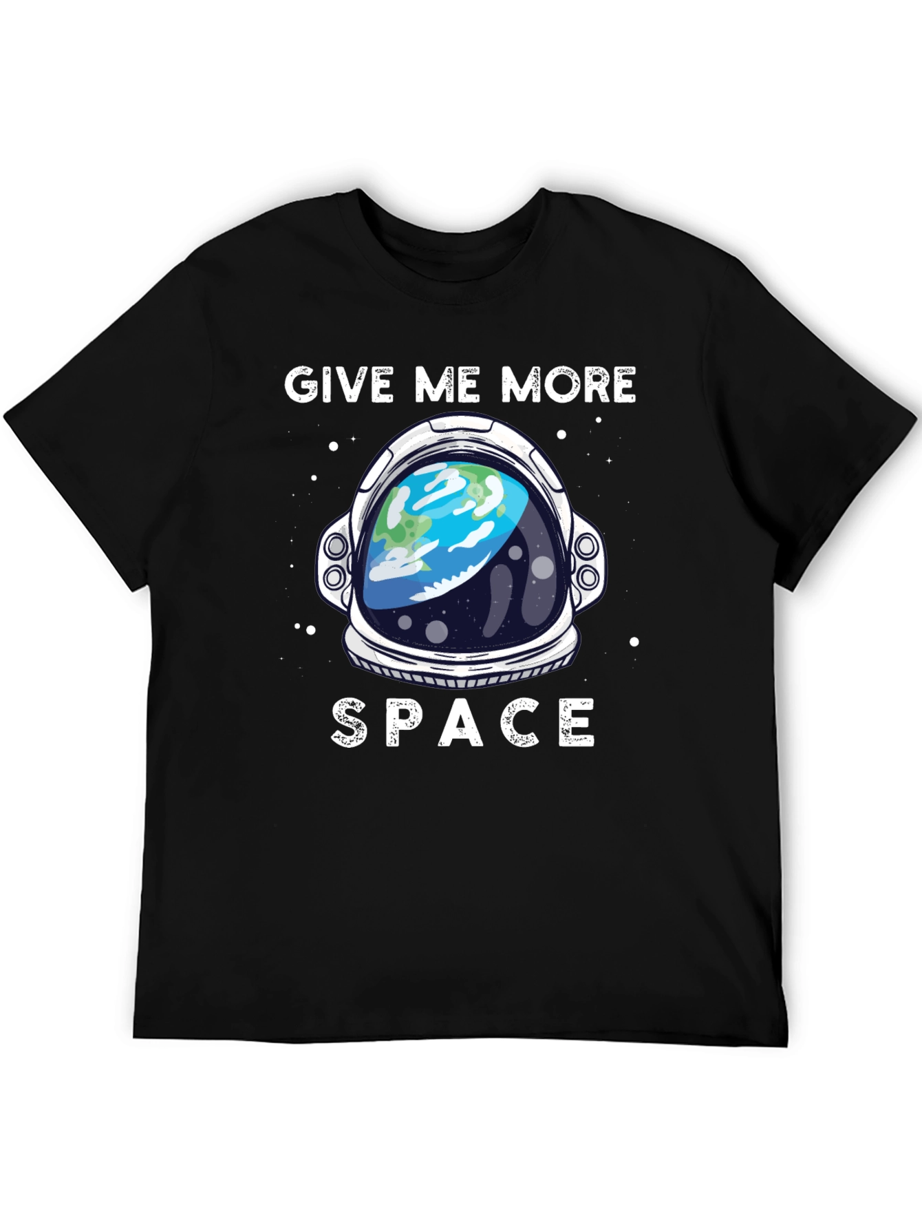 Black Give Me More Space T-Shirt - Astronaut Helmet Earth Design view 5