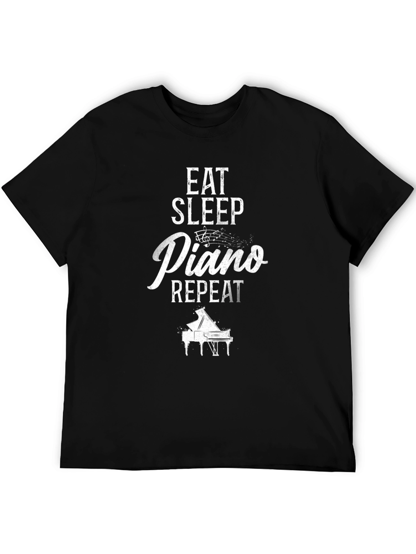 Black Eat Sleep Piano Repeat Graphic T-Shirt view 5