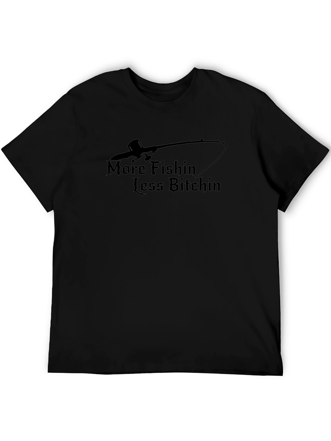 Black More Fishin' Less Bitchin' Graphic Tee view 5