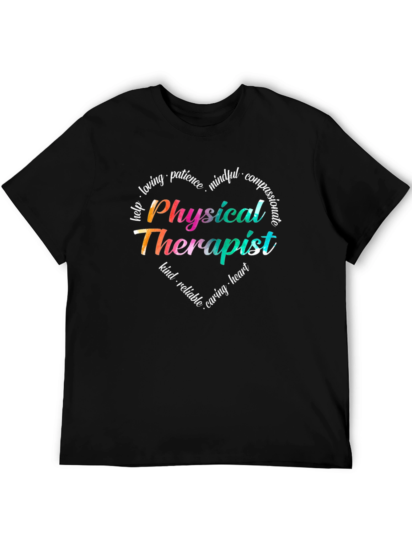Black Physical Therapist Heart Graphic T-Shirt view 5