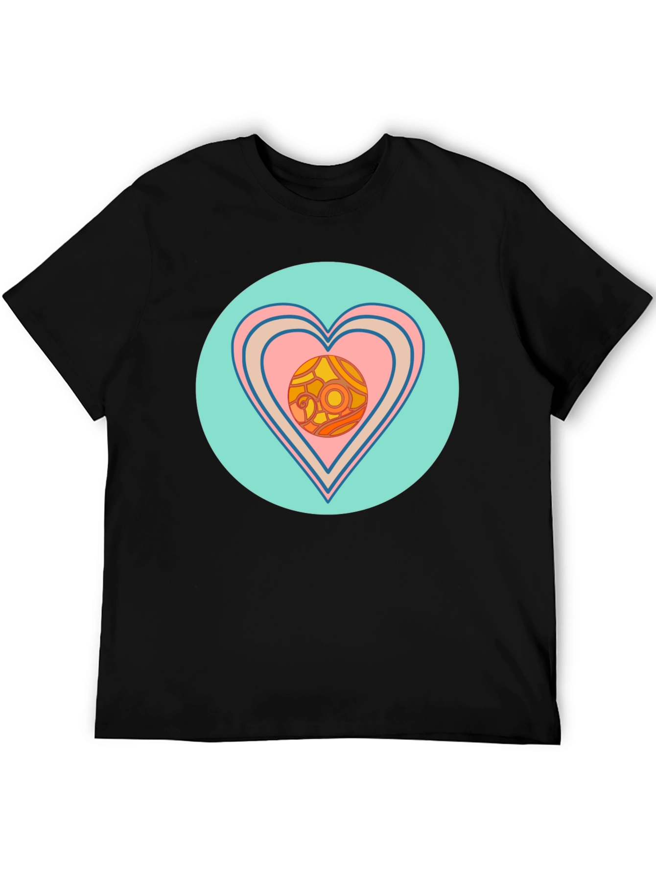 Black Retro Heart Graphic T-Shirt - Black view 5