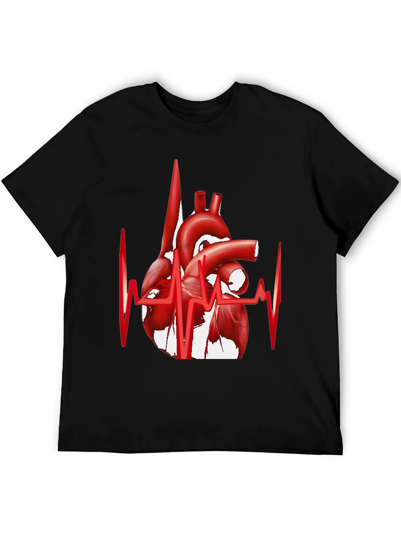 Black Anatomical Heartbeat Graphic Tee - Stylish Medical Apparel view 5
