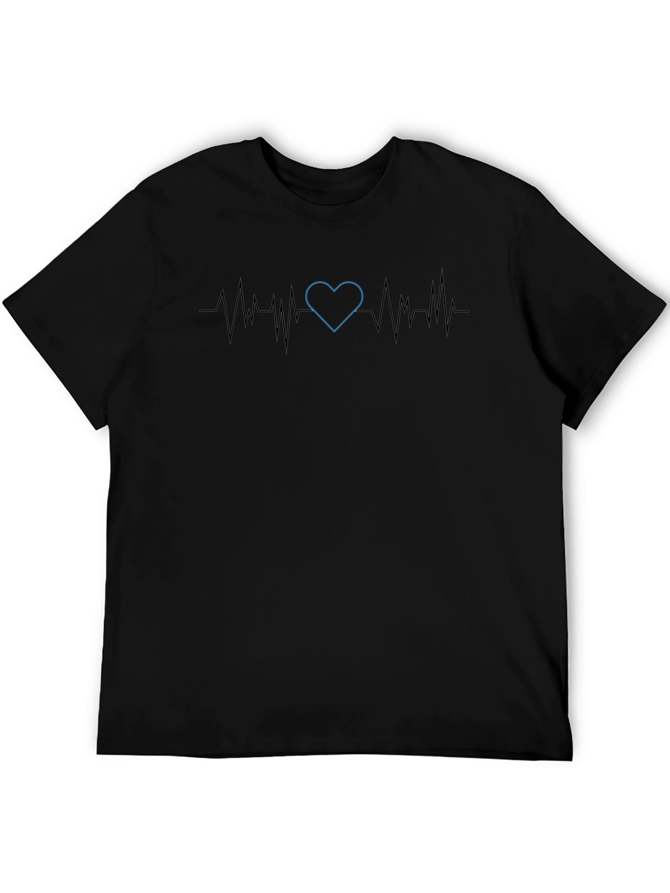 Black Heartbeat Pulse Tee - Black Graphic T-Shirt view 5