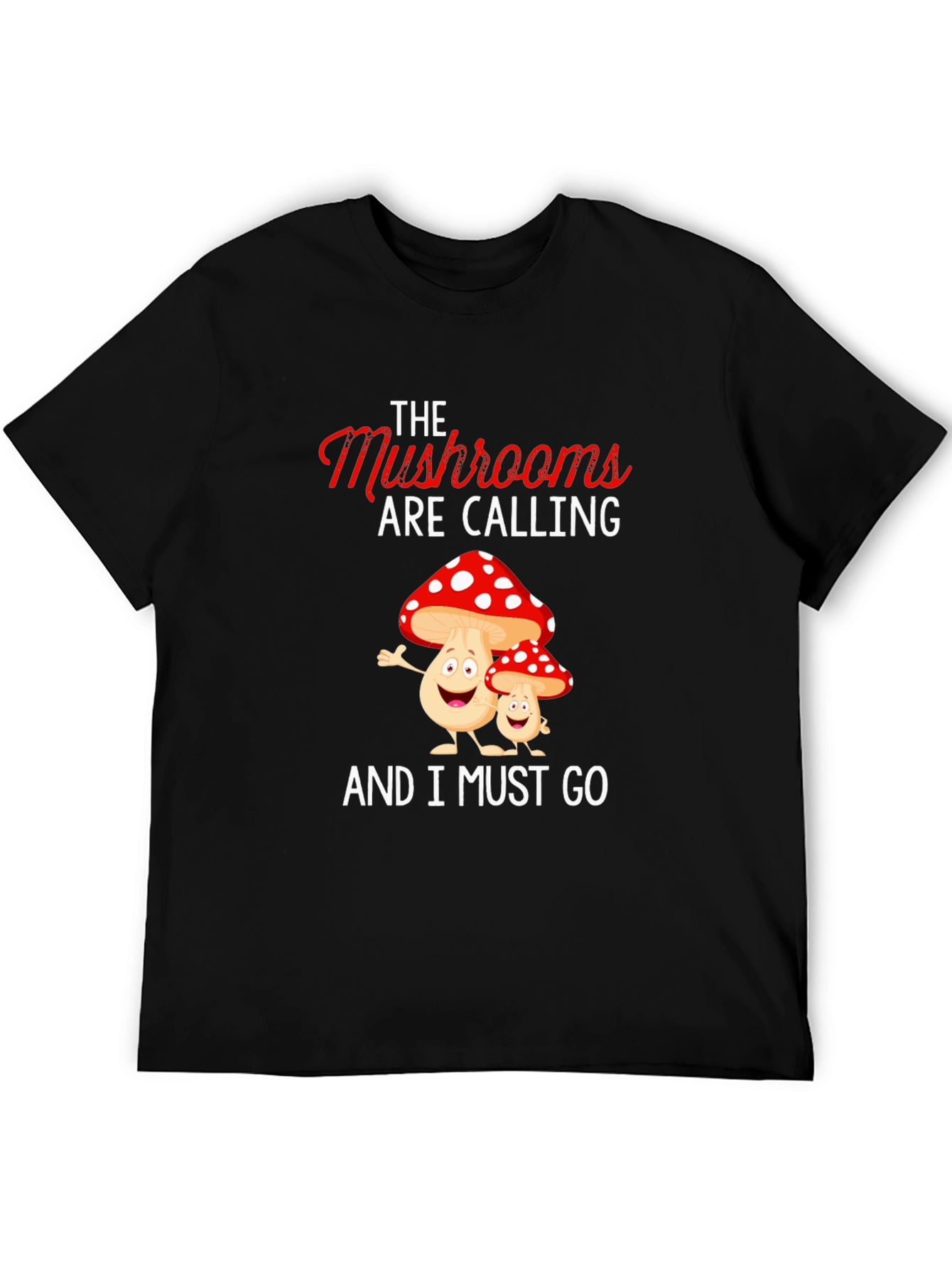 Black Mushroom Calling T-Shirt view 5