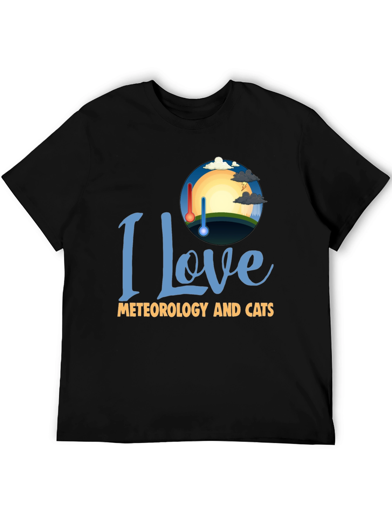 Black I Love Meteorology and Cats T-Shirt view 5