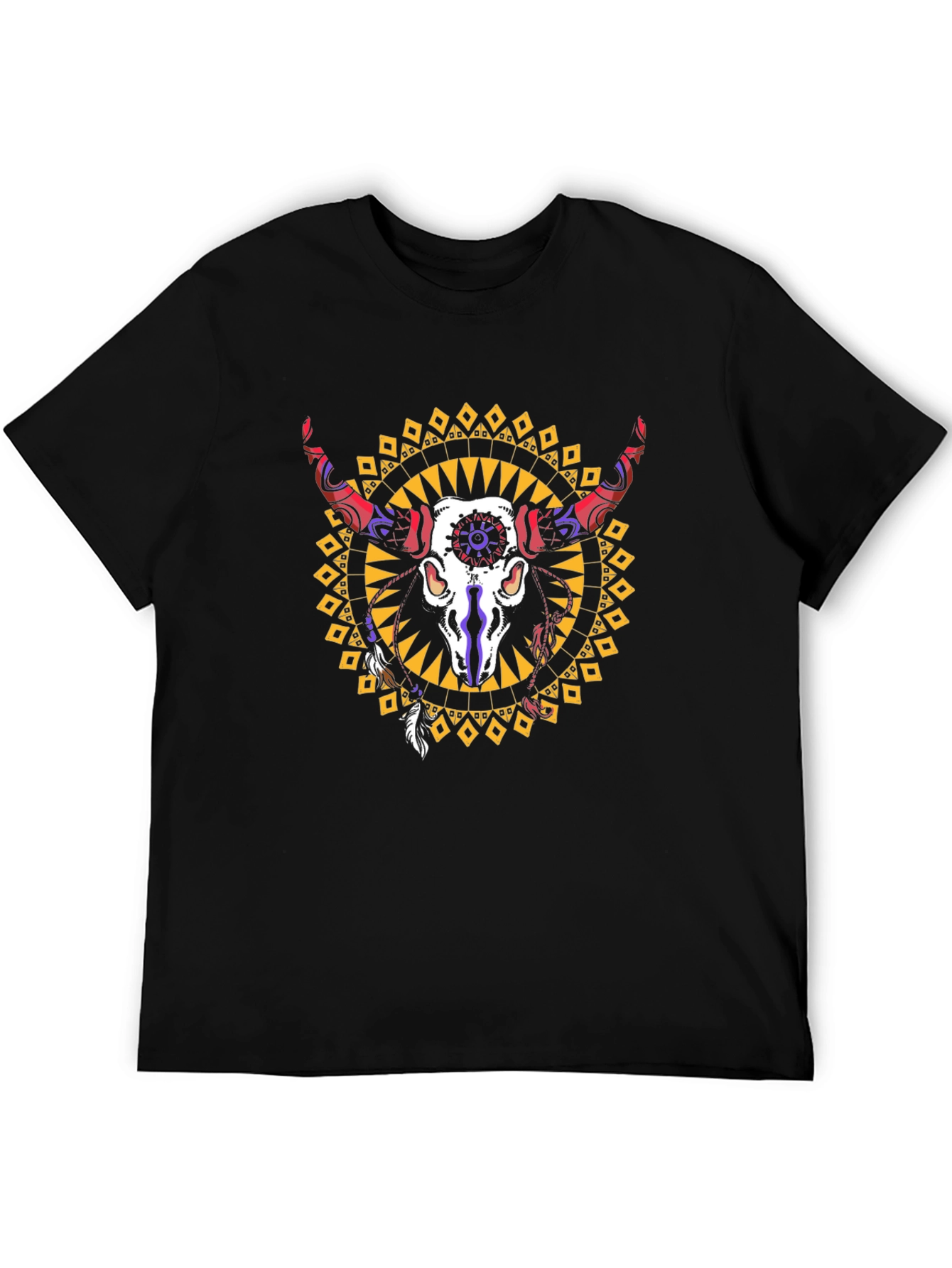 Black Bull Skull Graphic Tee - Western Style view 5