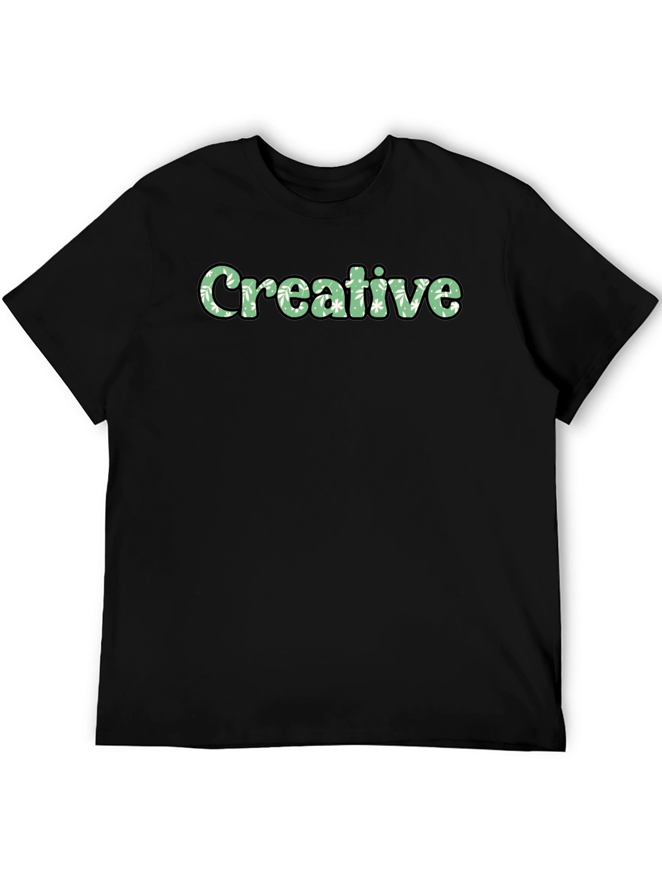 Black Creative Graphic Tee - Black Cotton T-Shirt view 5