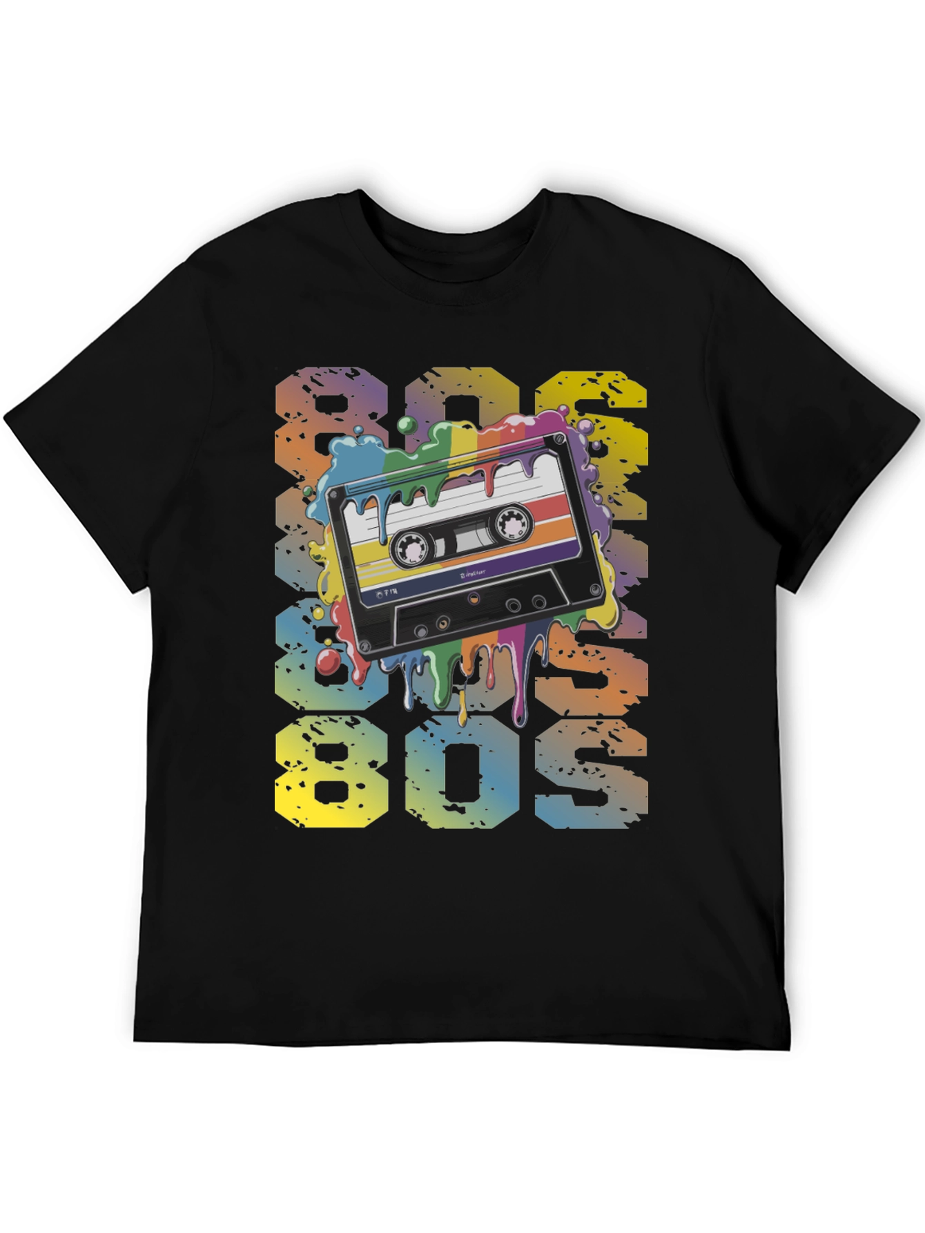 Black Retro 80s Cassette Tape Graphic T-Shirt view 5