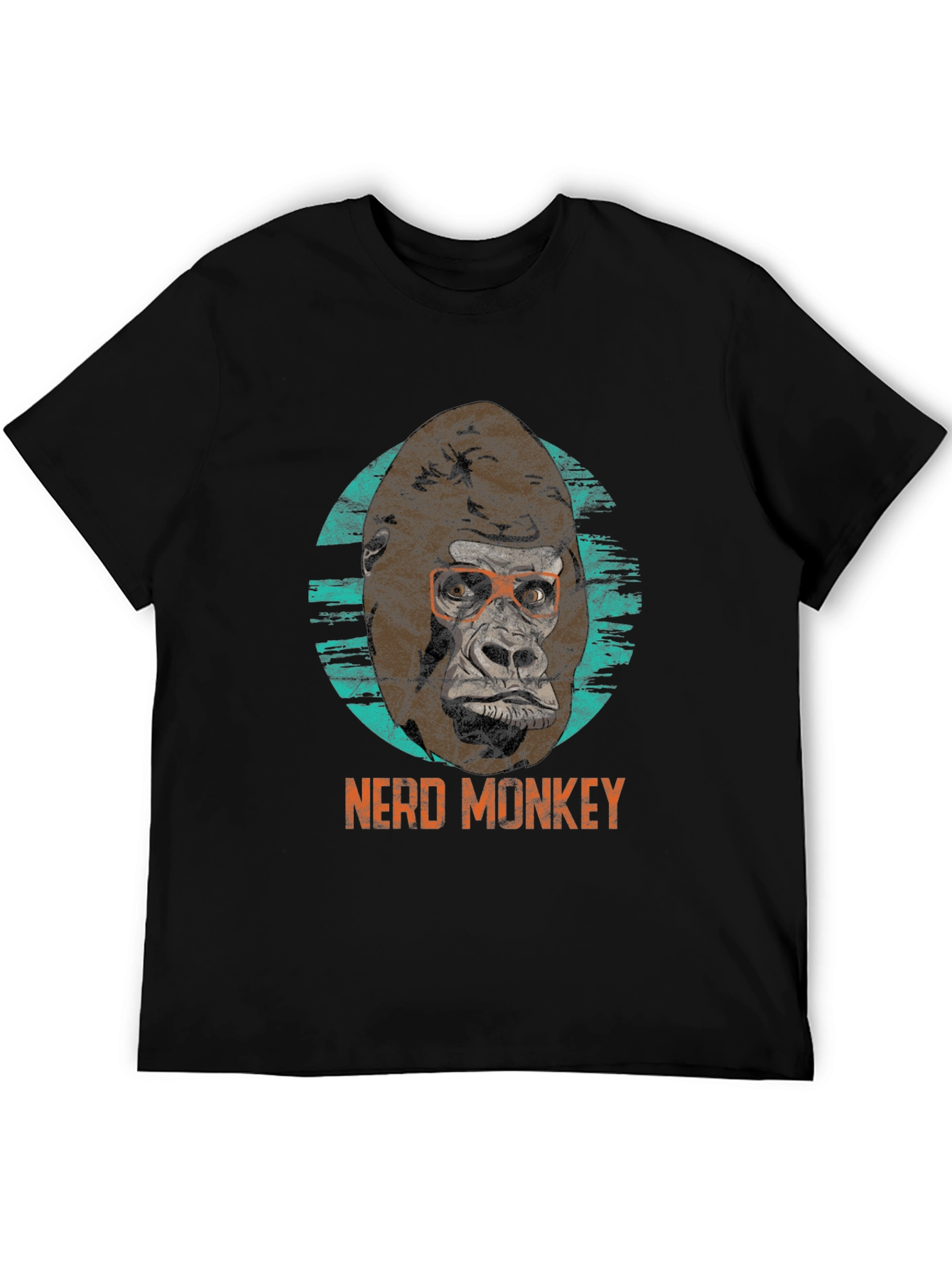 Black Nerd Monkey Graphic Tee - Black T-Shirt view 5