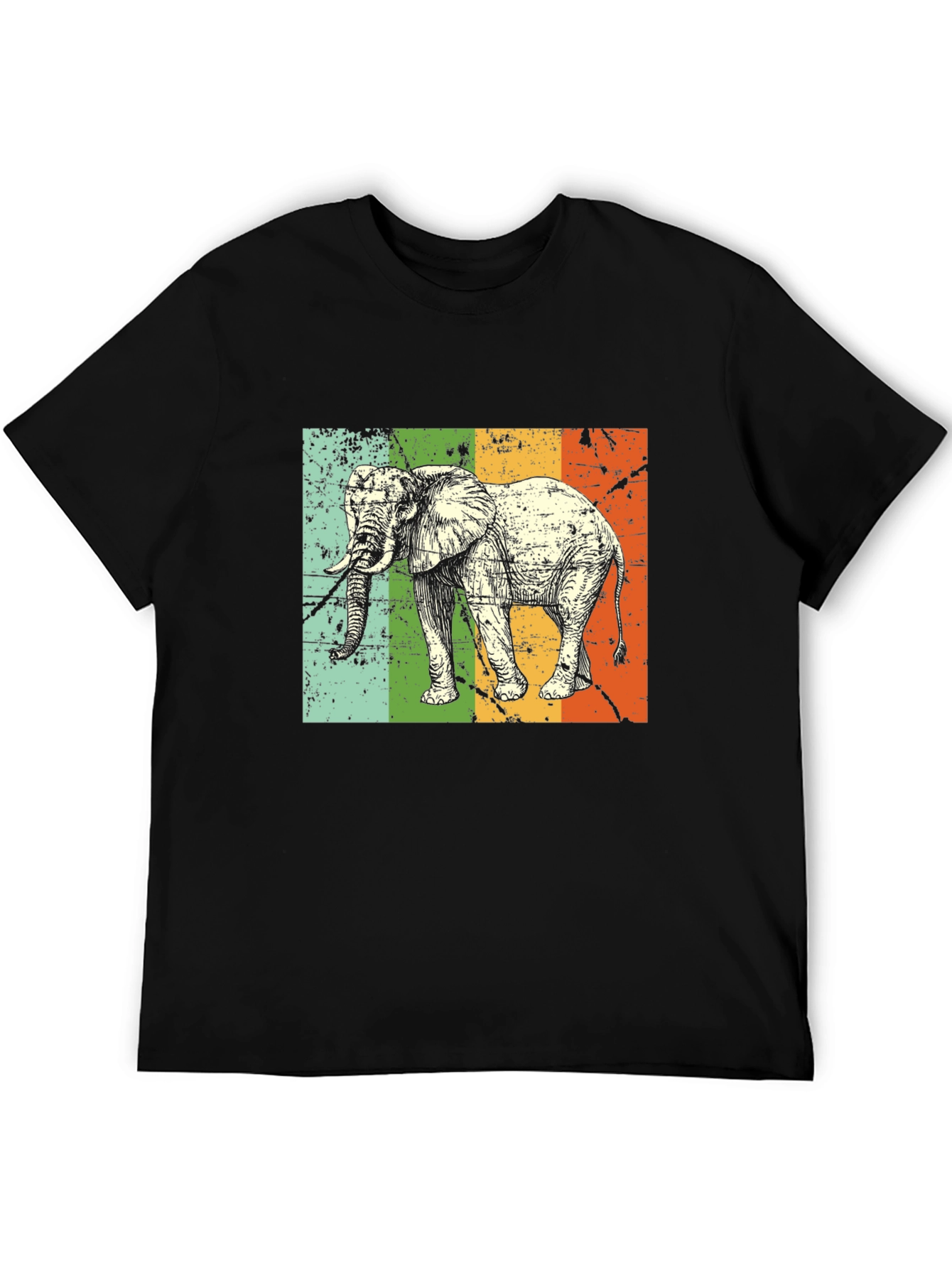 Black Retro Elephant Graphic Tee - Black view 5