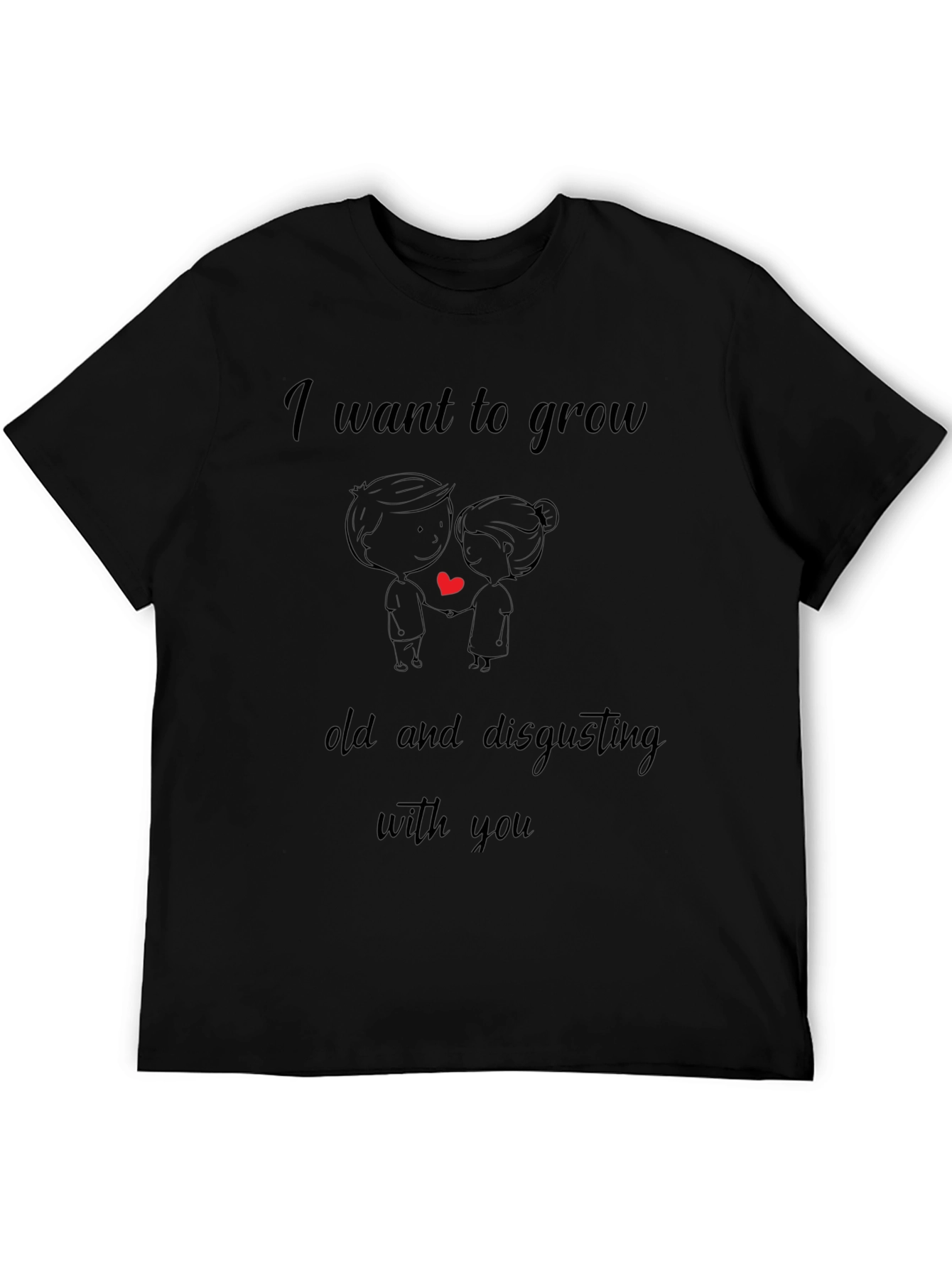 Black I Want to Grow Old Funny Couple T-Shirt view 5