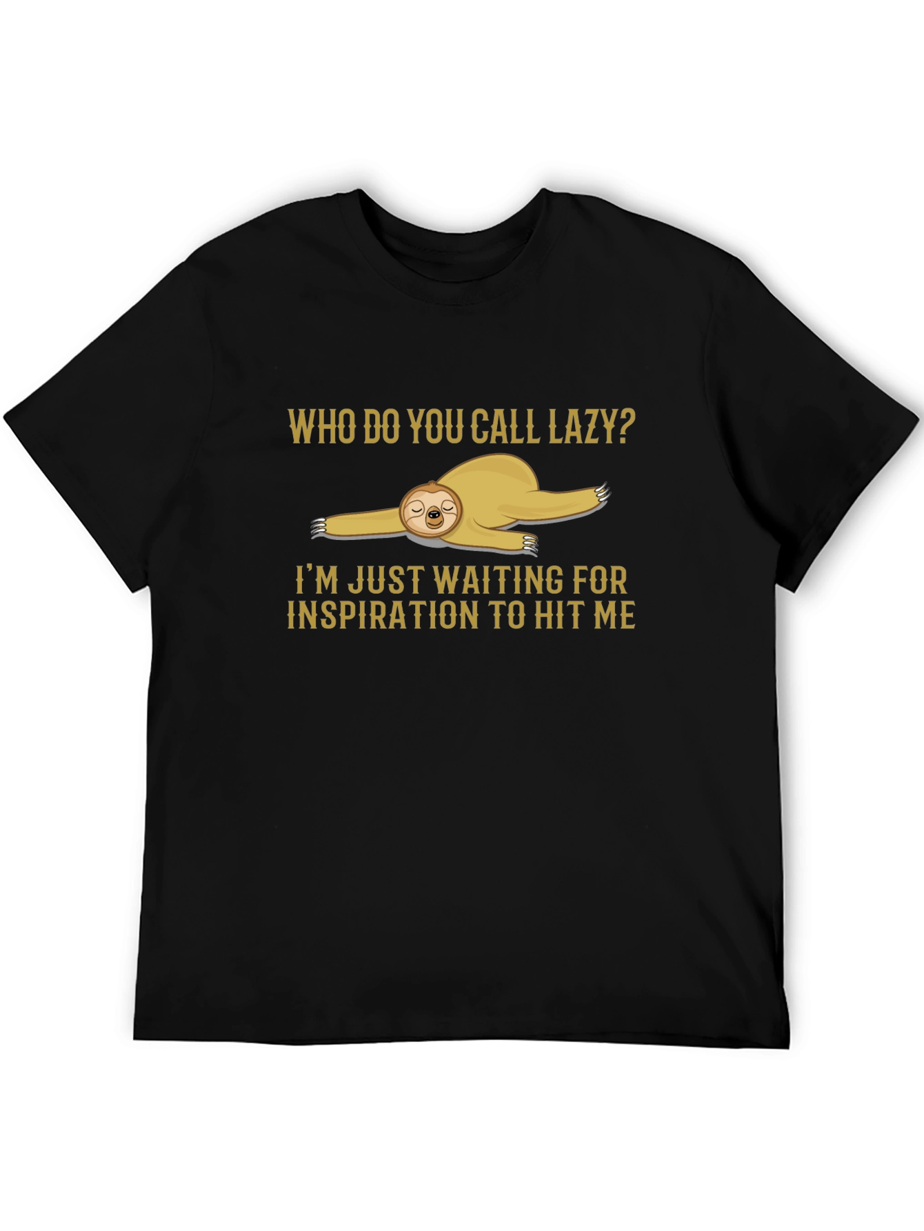 Black Lazy Sloth Graphic Tee - Funny Inspiration Shirt view 5