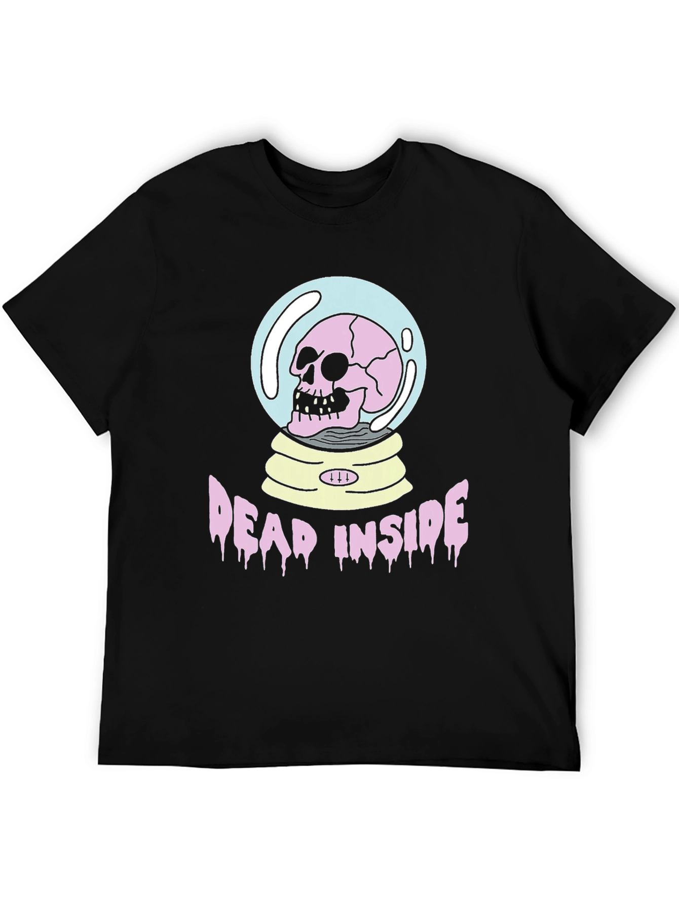 Black Dead Inside Graphic Tee - Skull in Snow Globe T-Shirt view 5