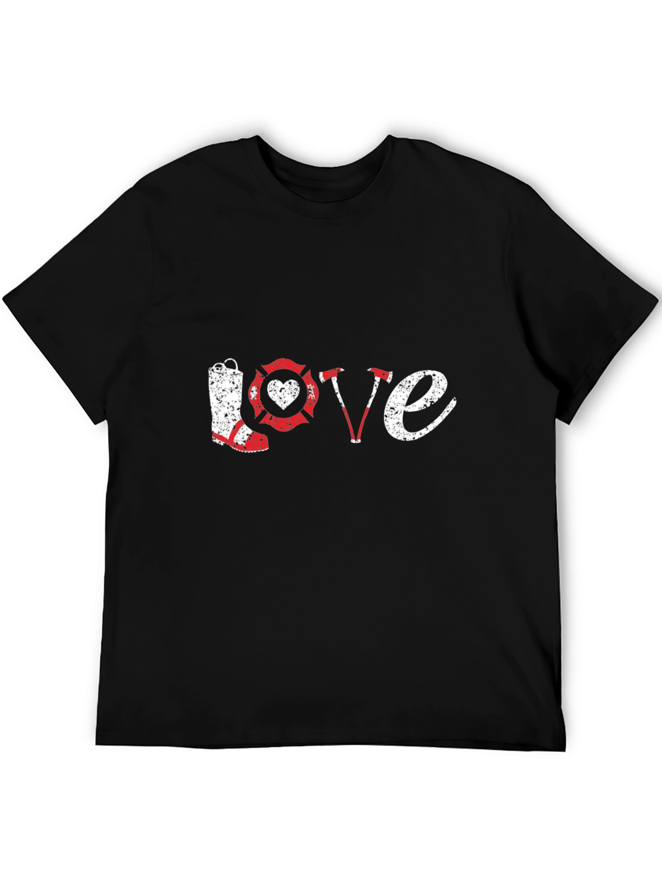 Black Firefighter Love Black T-Shirt view 5