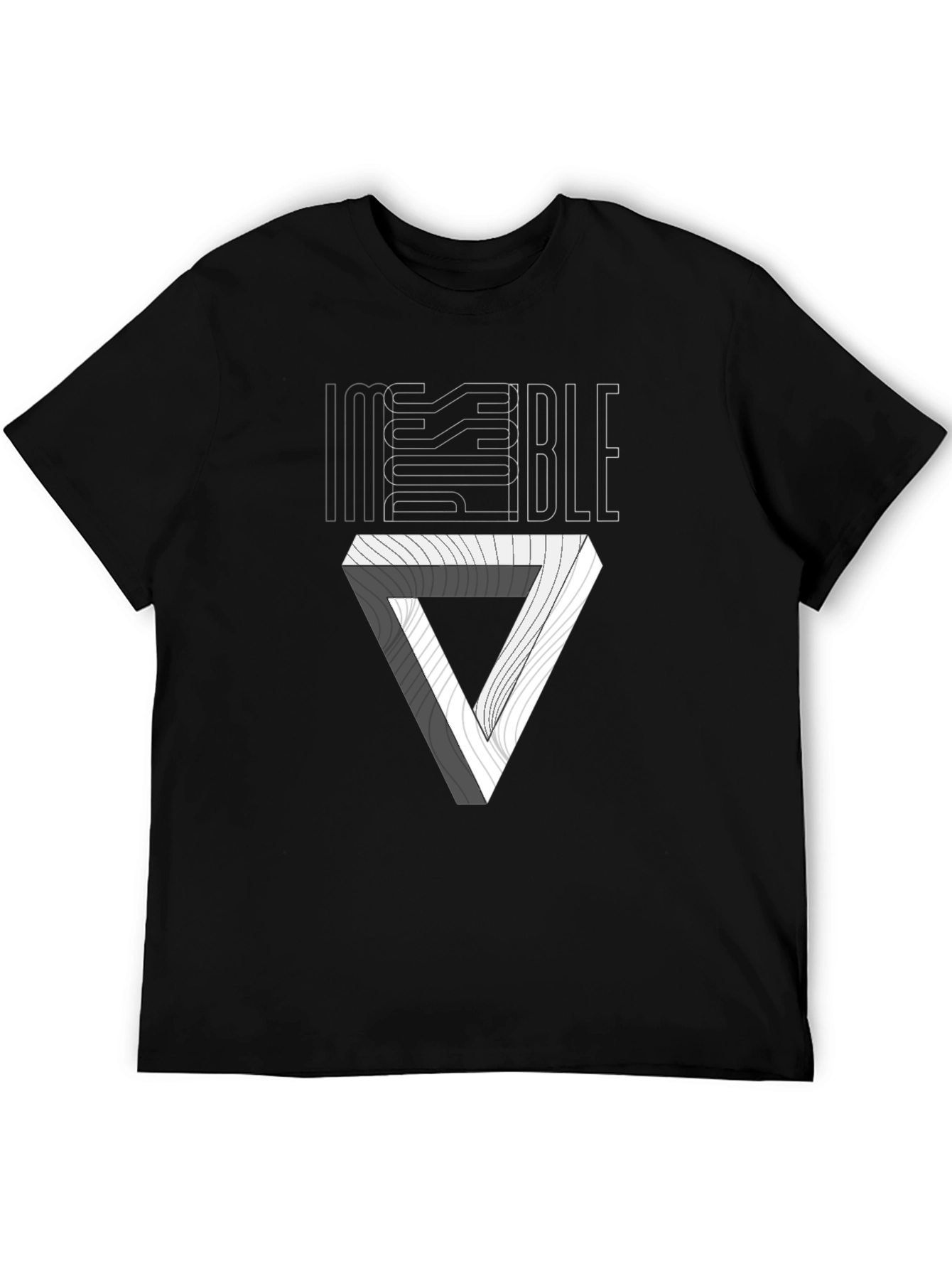 Black Impossible Triangle Illusion Graphic Tee - Black view 5