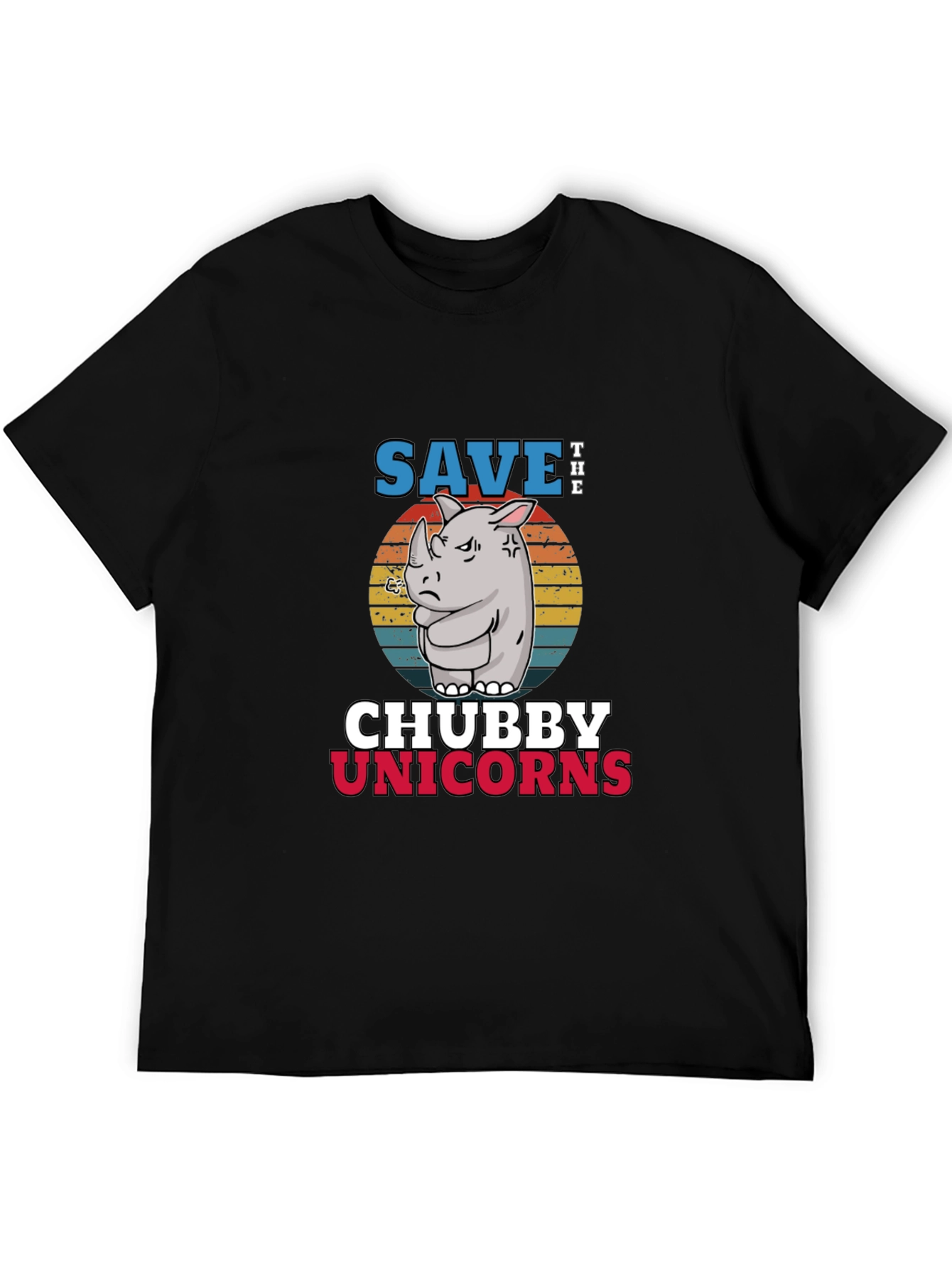 Black Save the Chubby Unicorns Black T-Shirt view 5