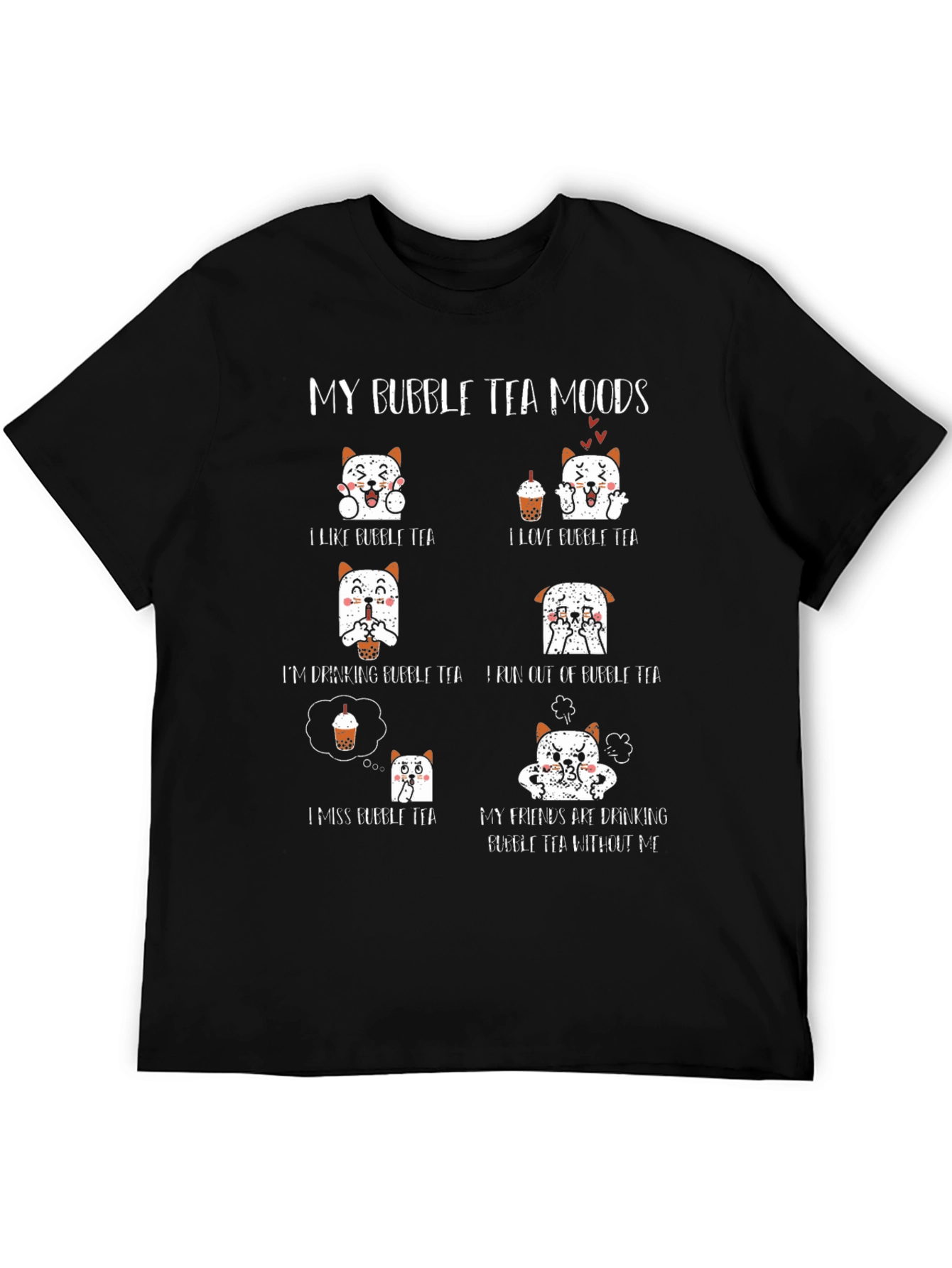 Black Bubble Tea Moods T-Shirt - Cute Graphic Tee view 5