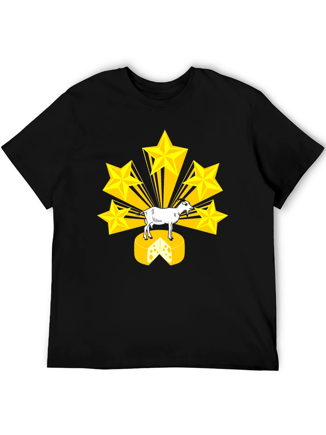 Black Goat on Cheese T-Shirt with Star Design view 5