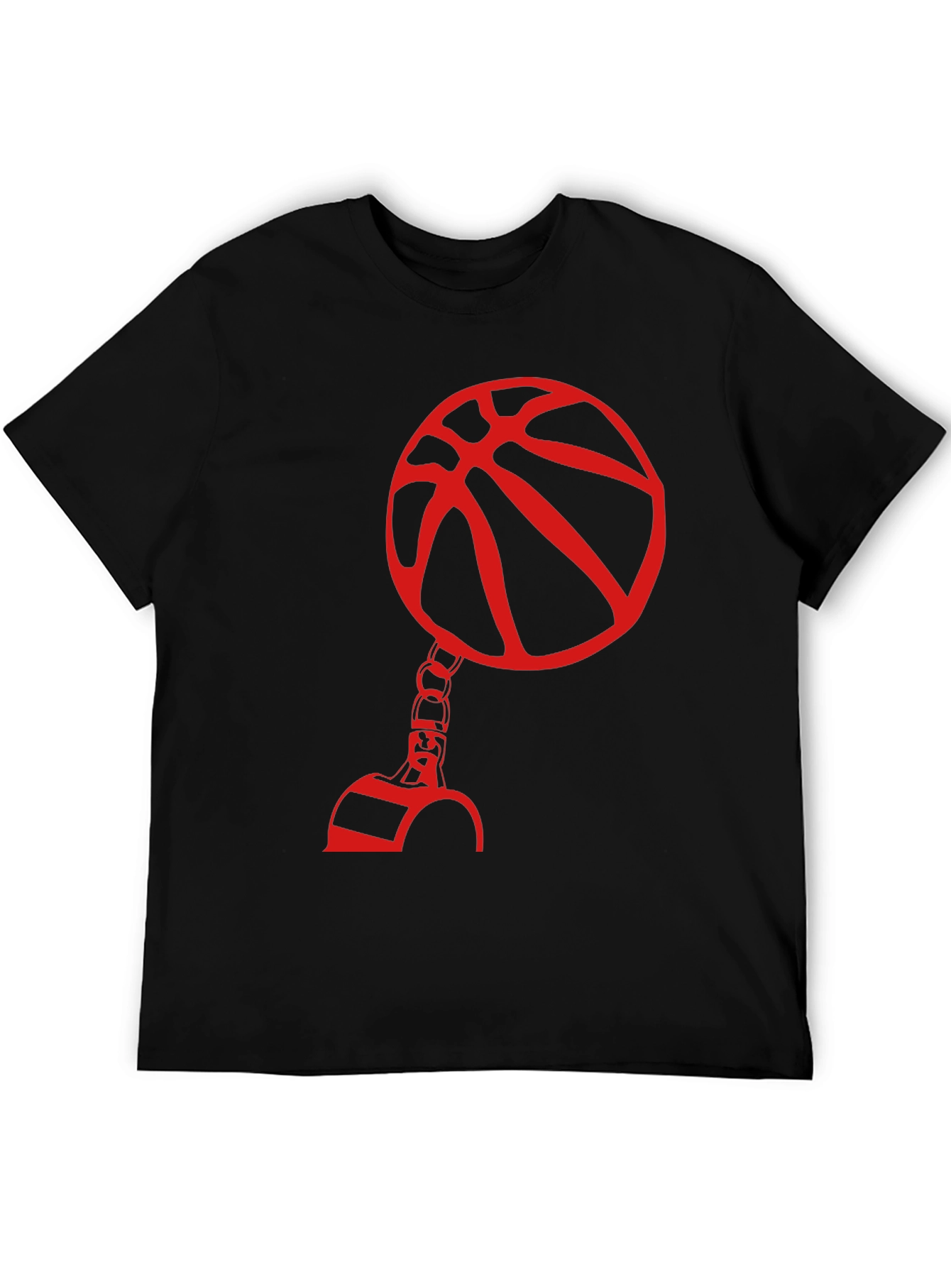 Black Red Basketball Graphic Print Black T-Shirt view 5