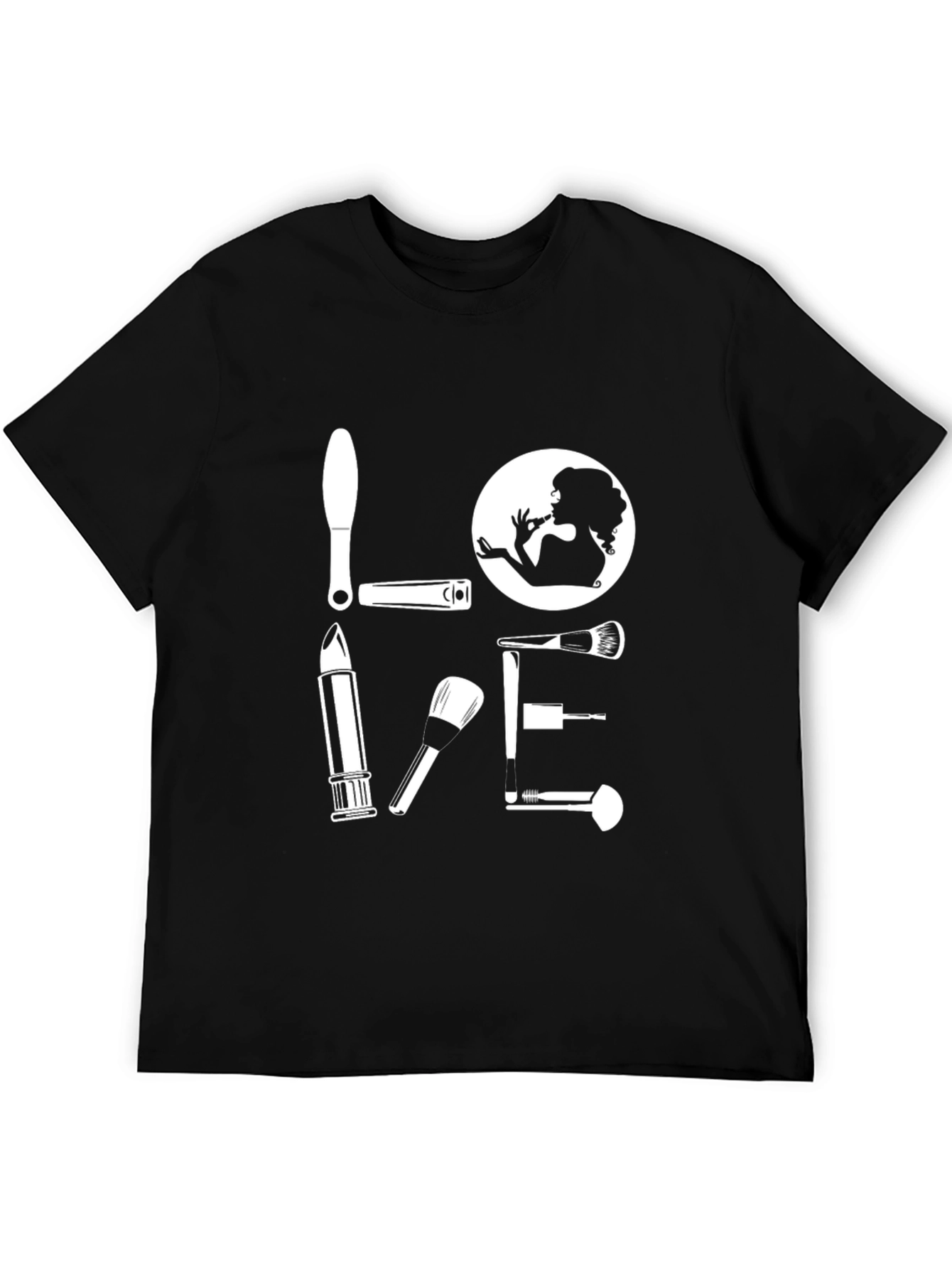 Black Makeup Lover Graphic T-Shirt - Black Cotton Tee view 5