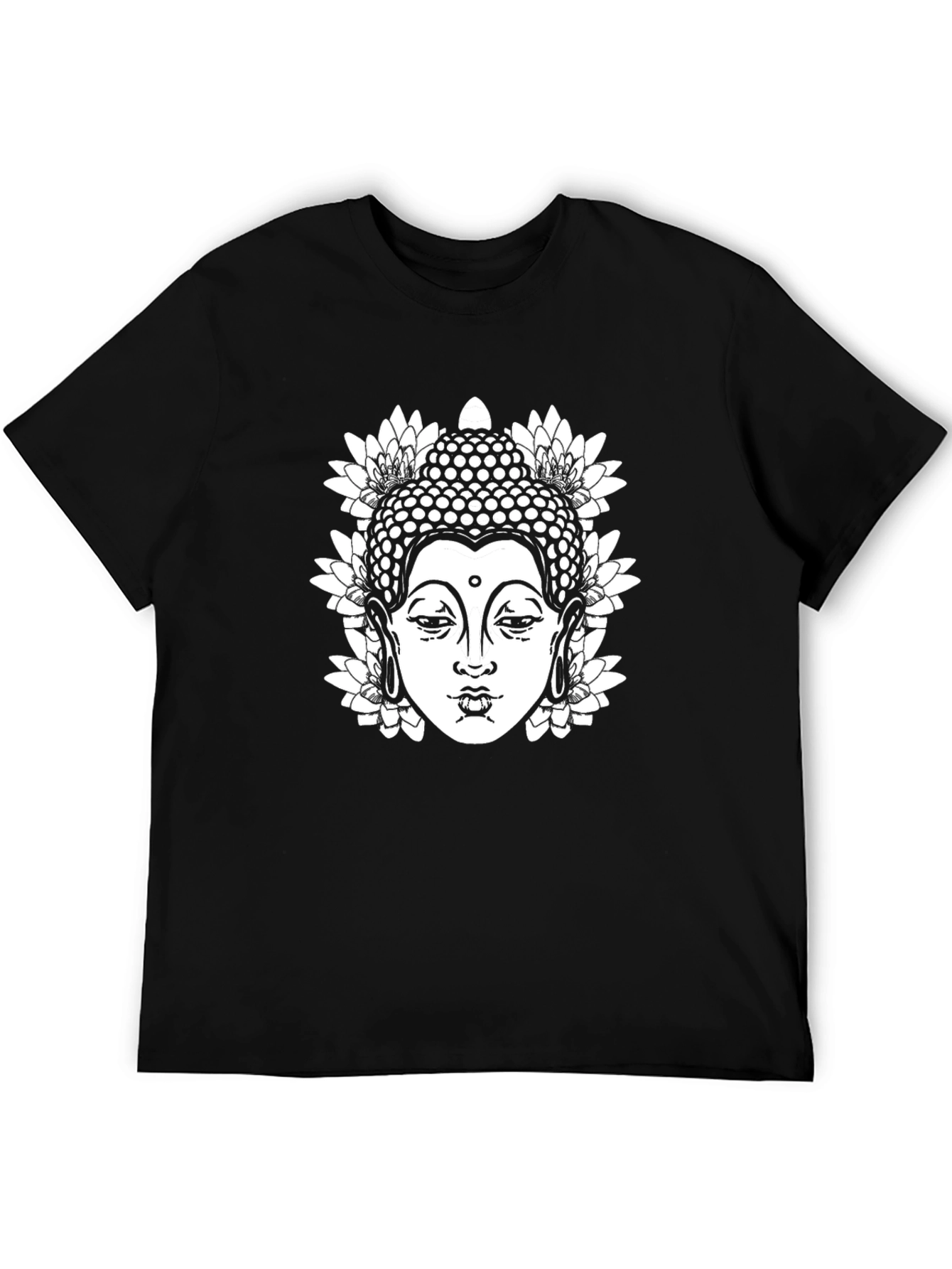 Black Buddha Lotus Graphic T-Shirt - Black view 5