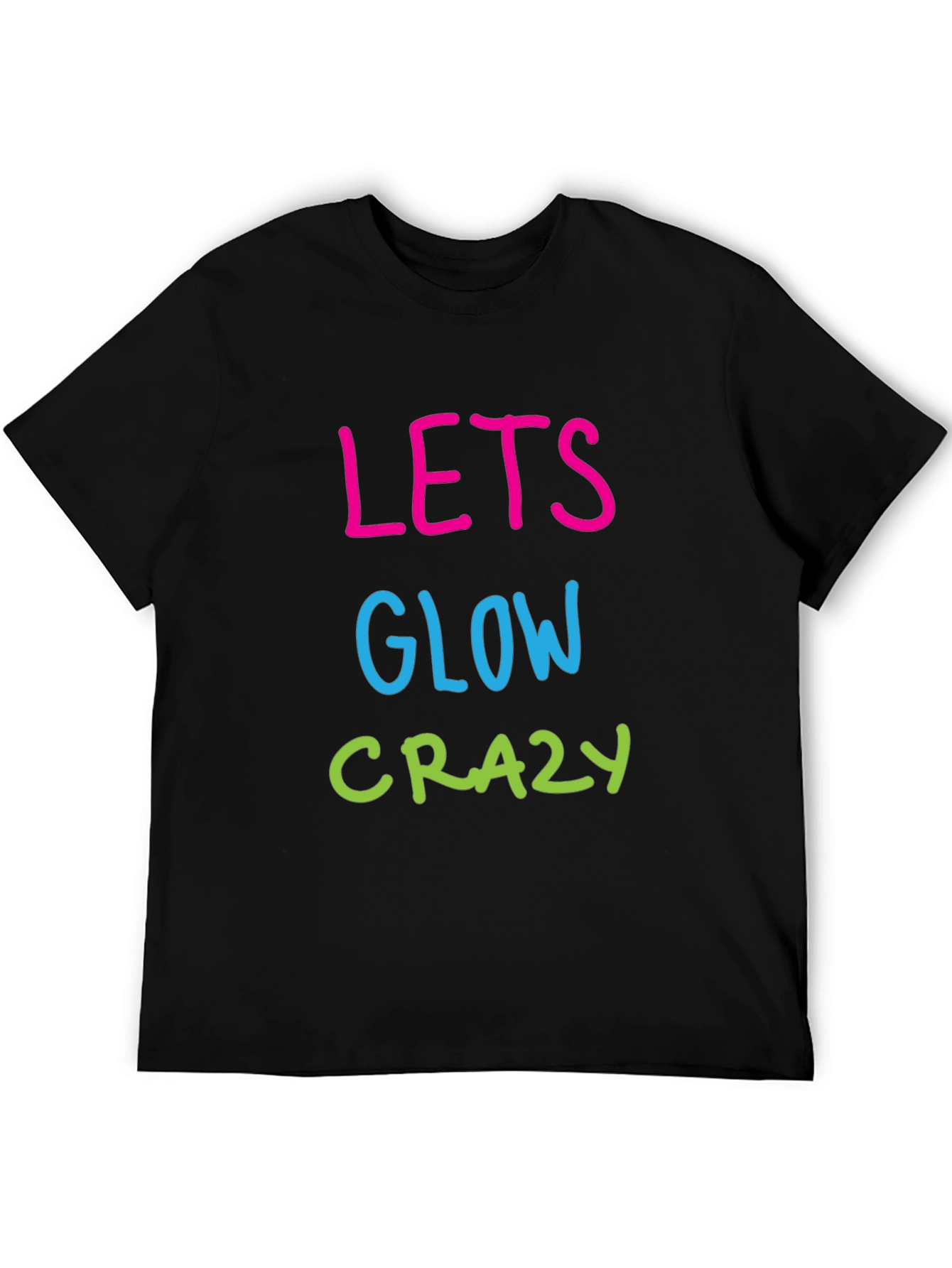 Black Lets Glow Crazy Graphic T-Shirt - Men's Black Tee view 5