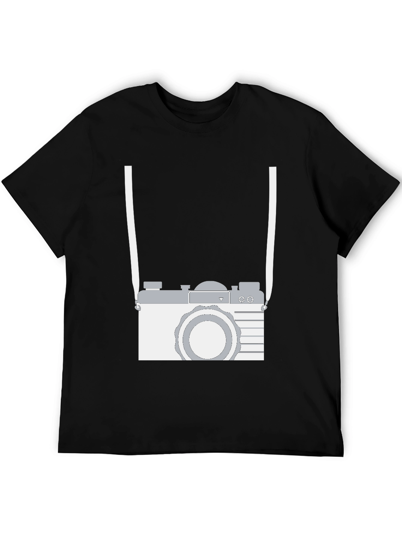 Black Retro Camera Graphic Tee - Black Cotton Casual Shirt view 5