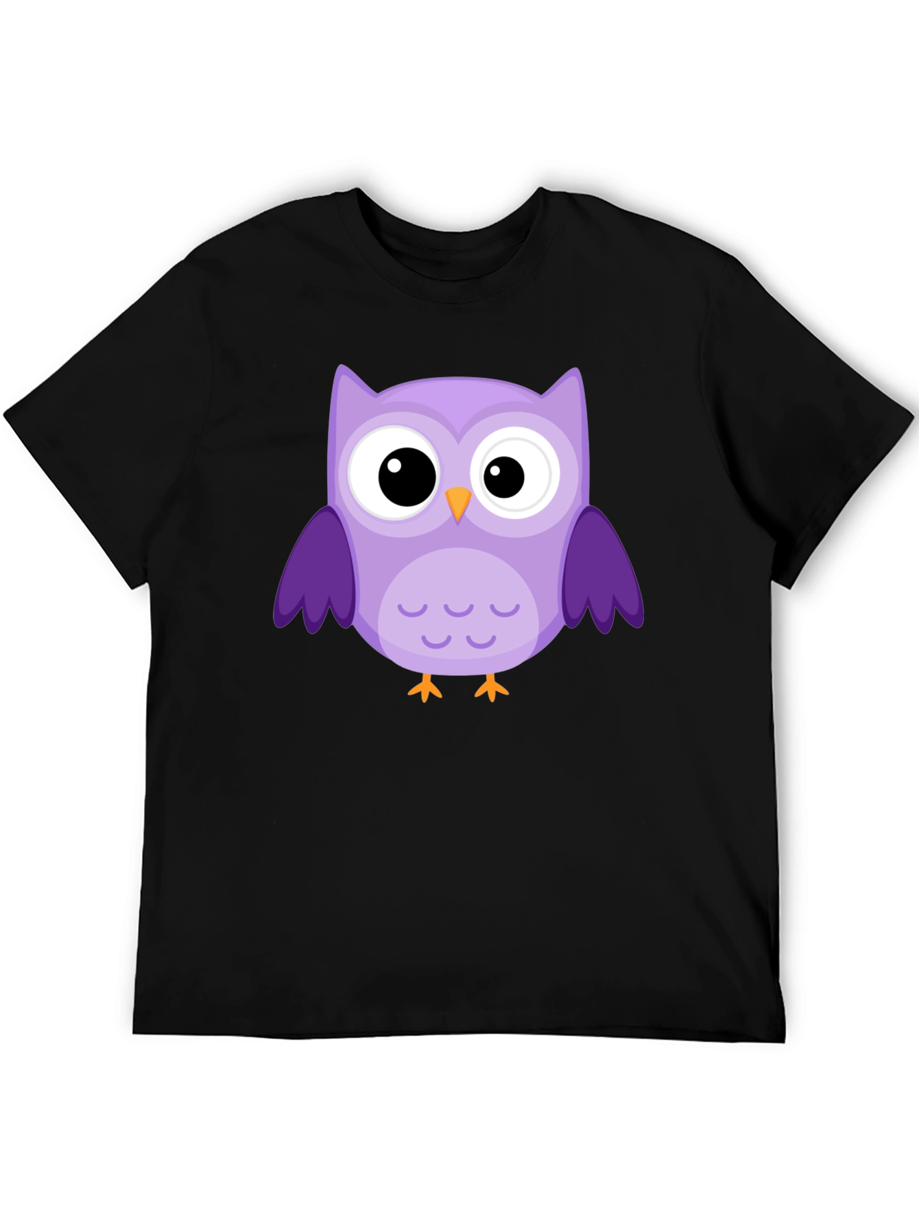 Black Cute Owl Graphic T-Shirt - Black Cotton Tee view 5