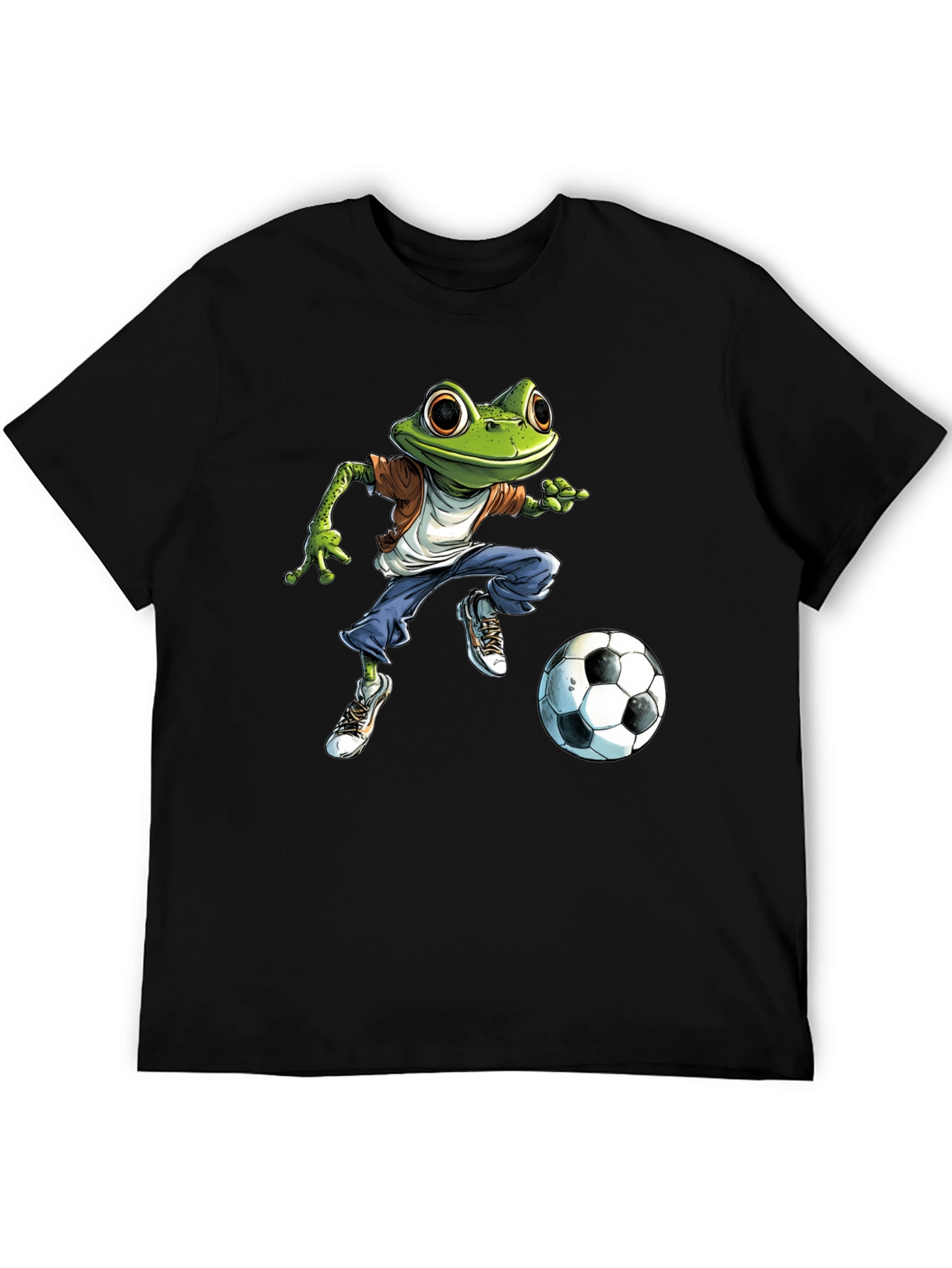 Black Frog Soccer T-Shirt - Cool Cartoon Style view 5
