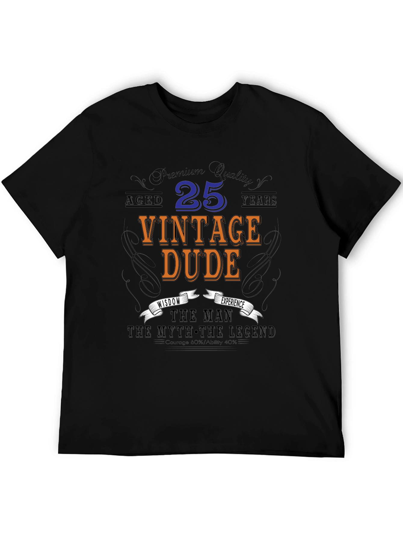 Black Vintage Dude 25th Birthday T-Shirt view 5