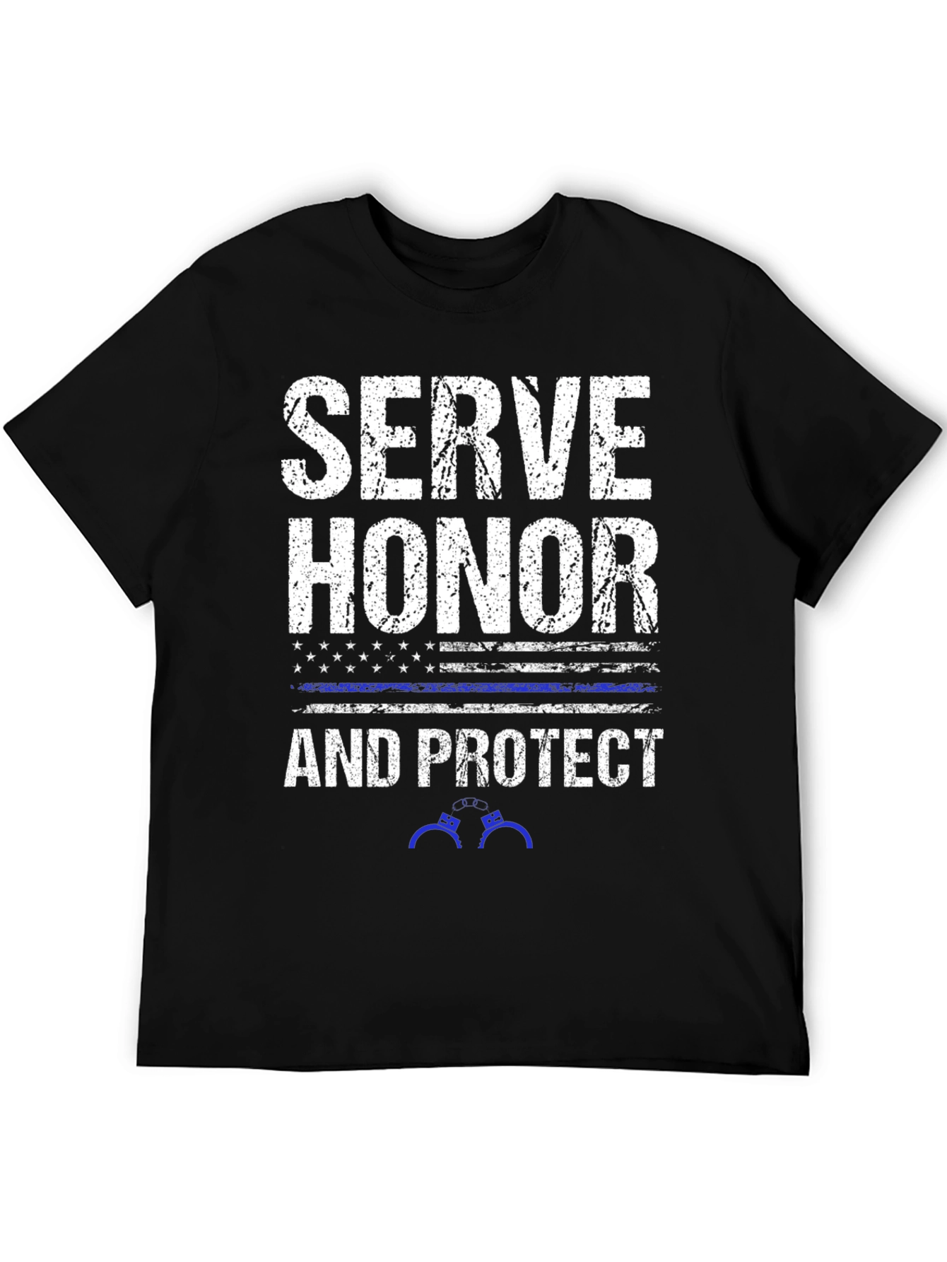 Black Serve Honor Protect Police T-Shirt view 5