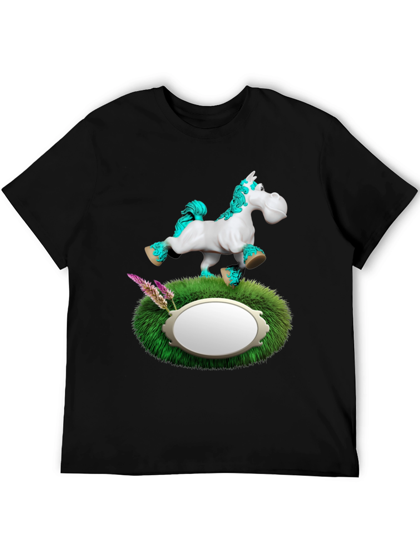 Black Whimsical Horse T-Shirt view 5