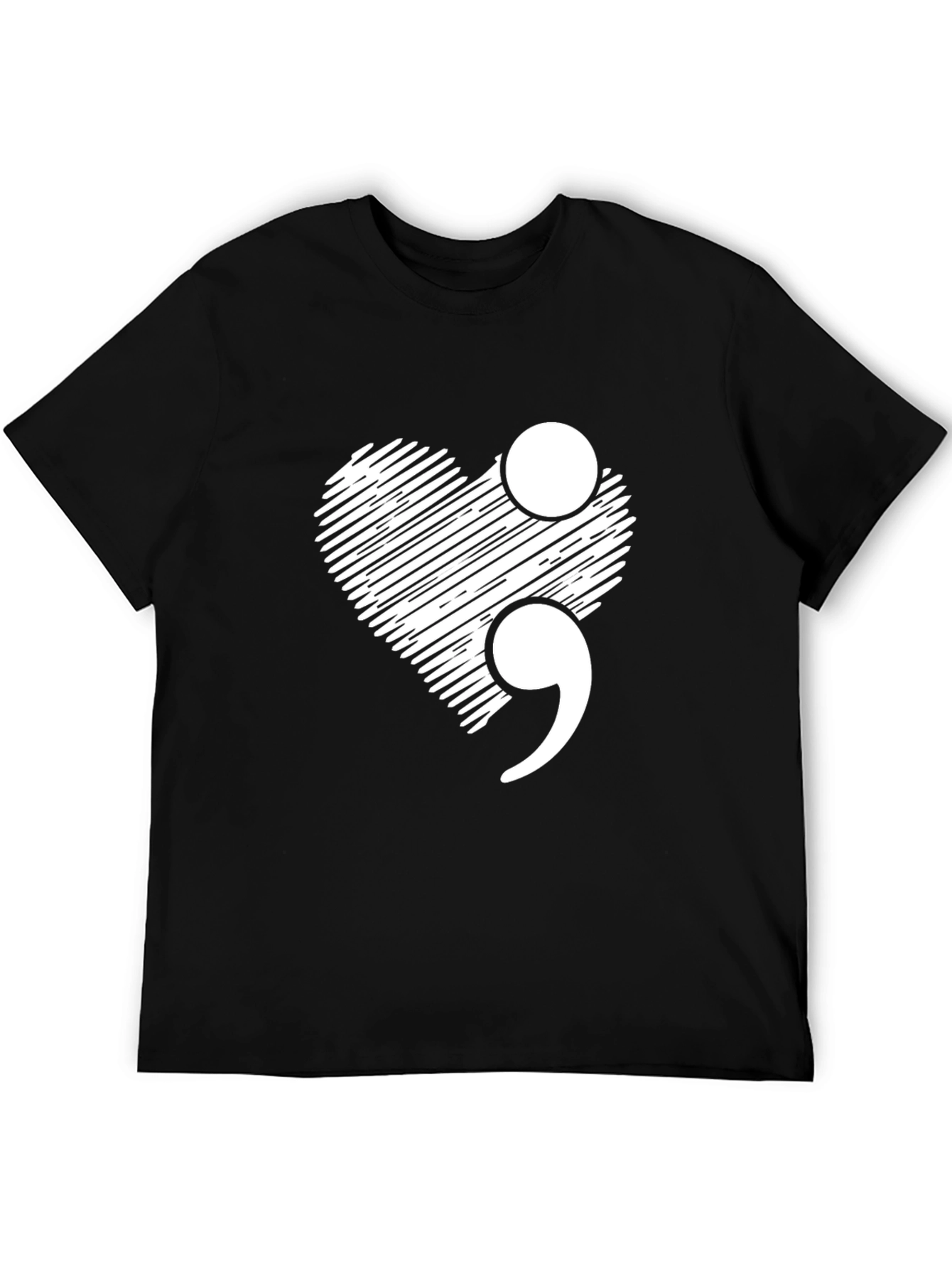 Black Semicolon Heart Graphic Tee - Mental Health Awareness view 5