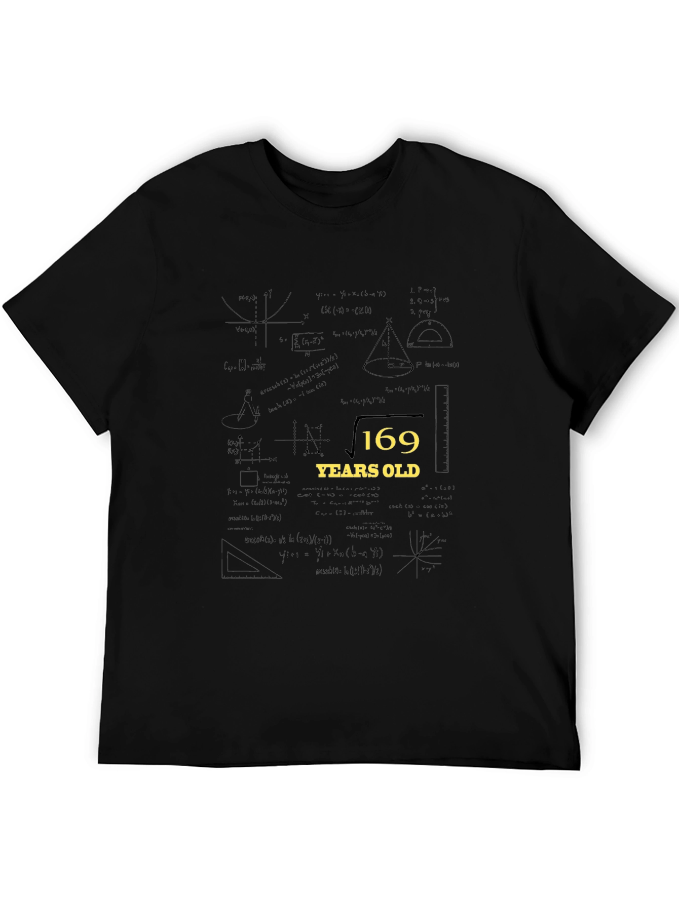 Black Math Birthday T-Shirt: "Square Root of 169" Design view 5