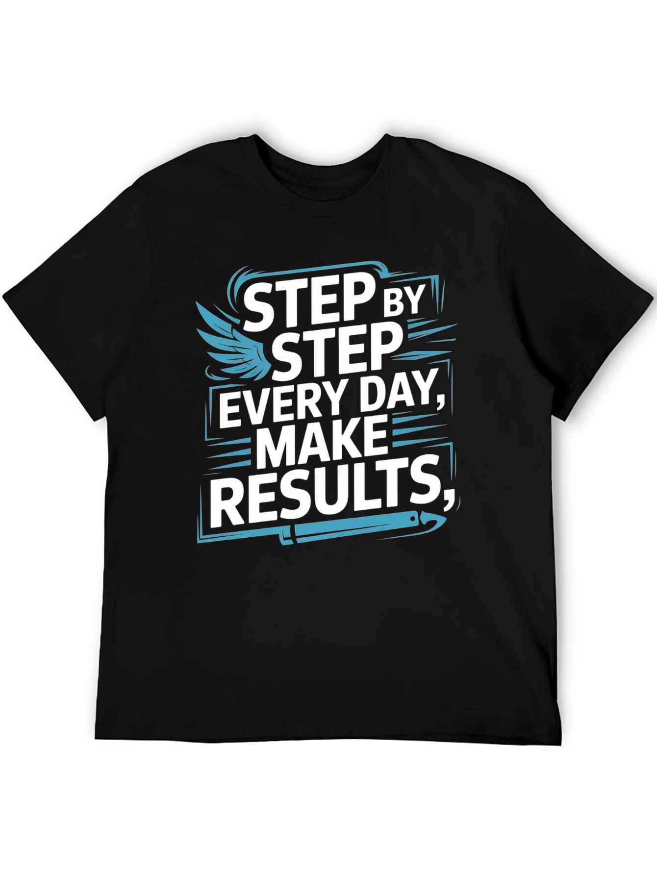Black Step by Step Results T-Shirt - Motivational Design view 5