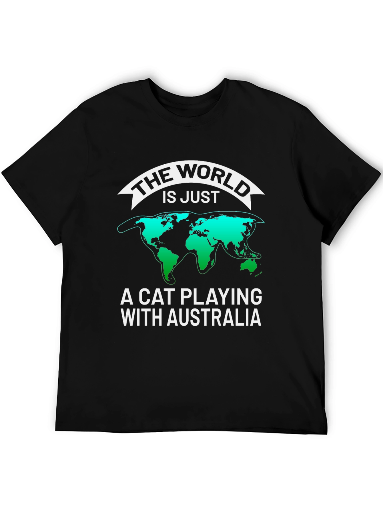 Black Cat Playing with Australia Graphic T-Shirt view 5
