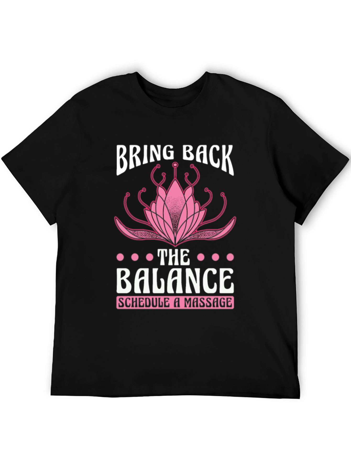 Black Balance Massage T-Shirt - Lotus Design view 5
