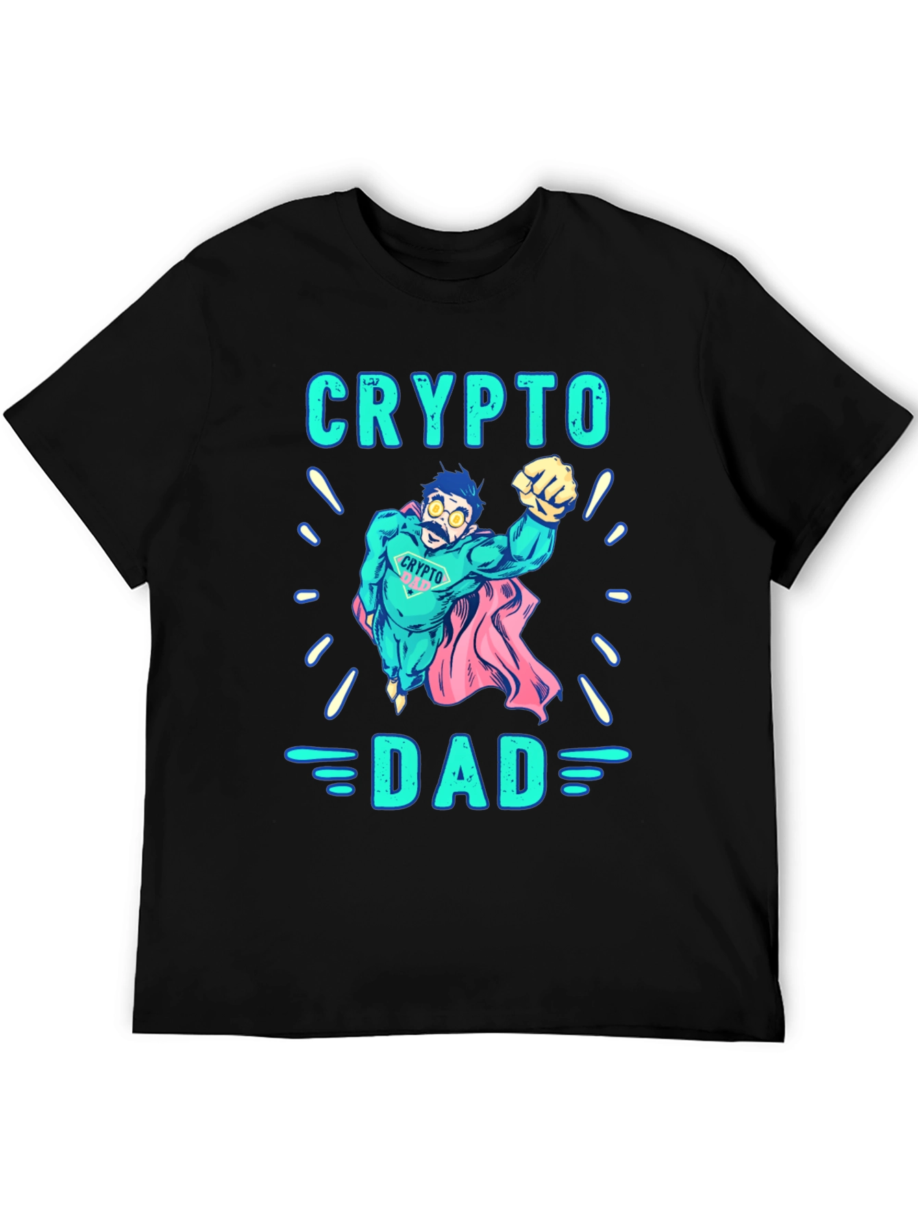 Black Crypto Dad Superhero Black Graphic Tee view 5