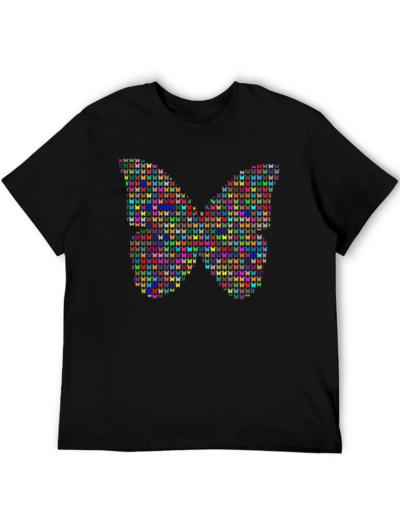 Black Butterfly Mosaic Graphic Tee - Stylish Black Cotton T-Shirt view 5