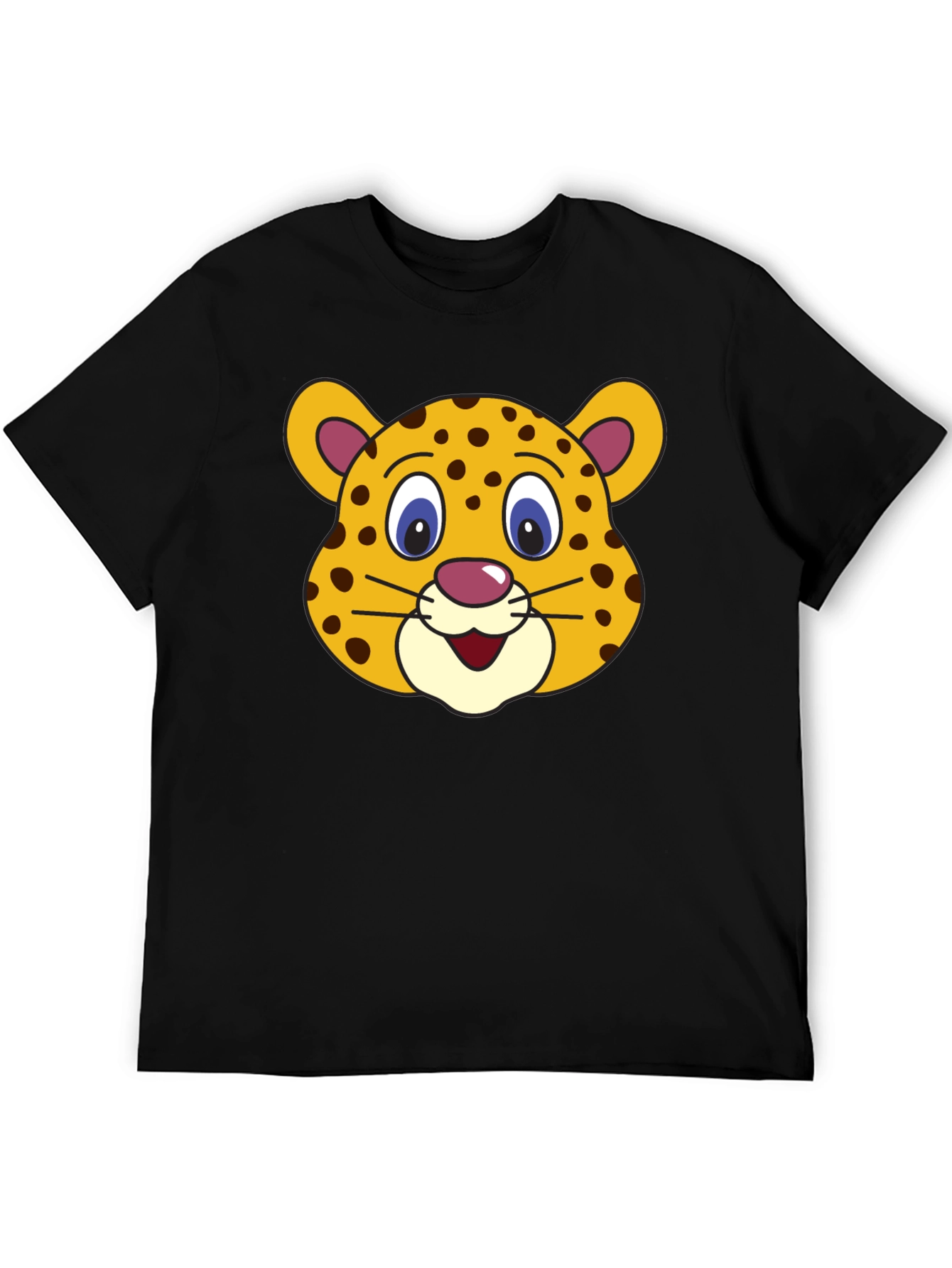Black Cartoon Leopard Graphic Black T-Shirt view 5