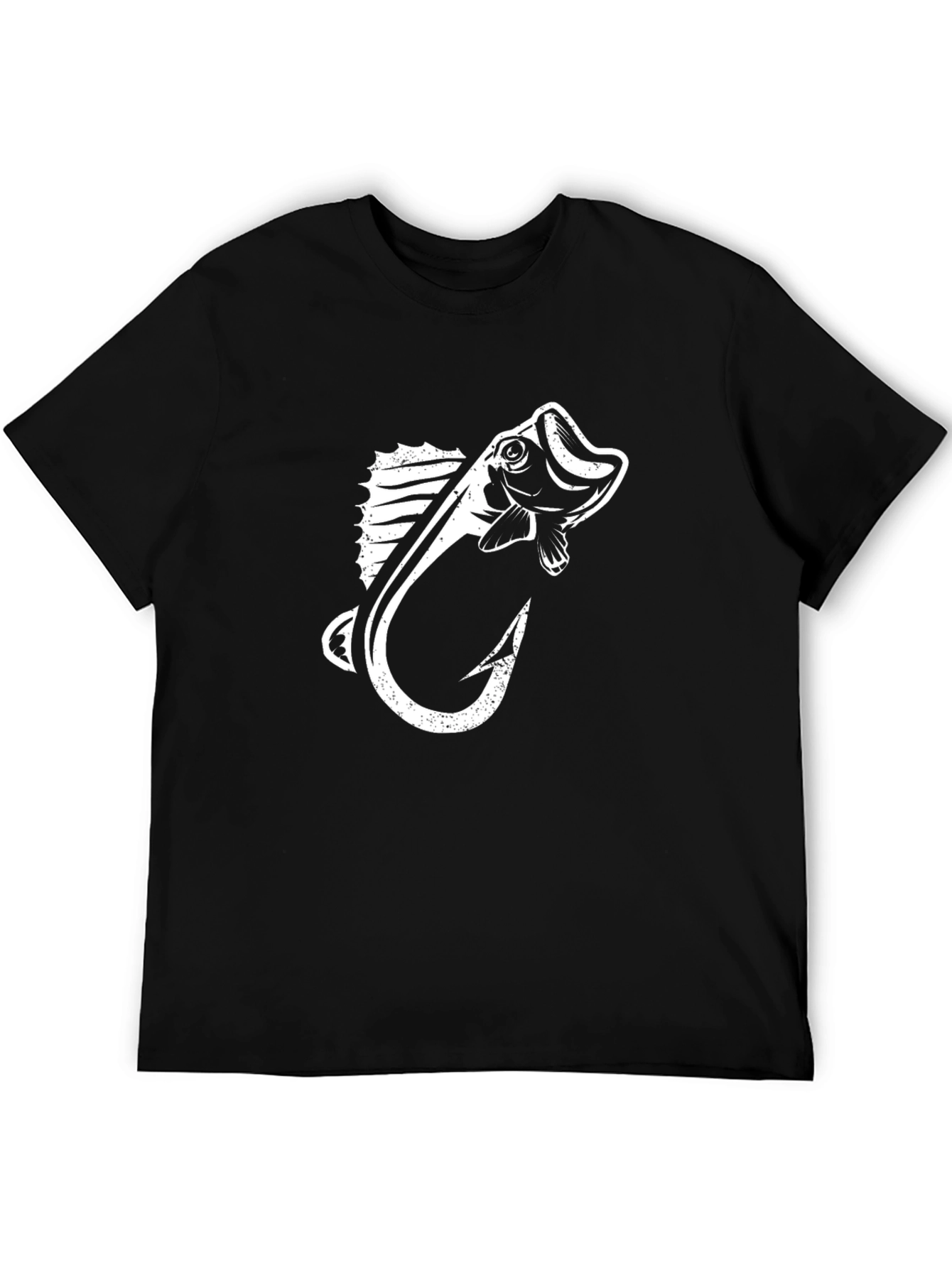 Black Bass Fishing Graphic Tee - Black Cotton T-Shirt view 5