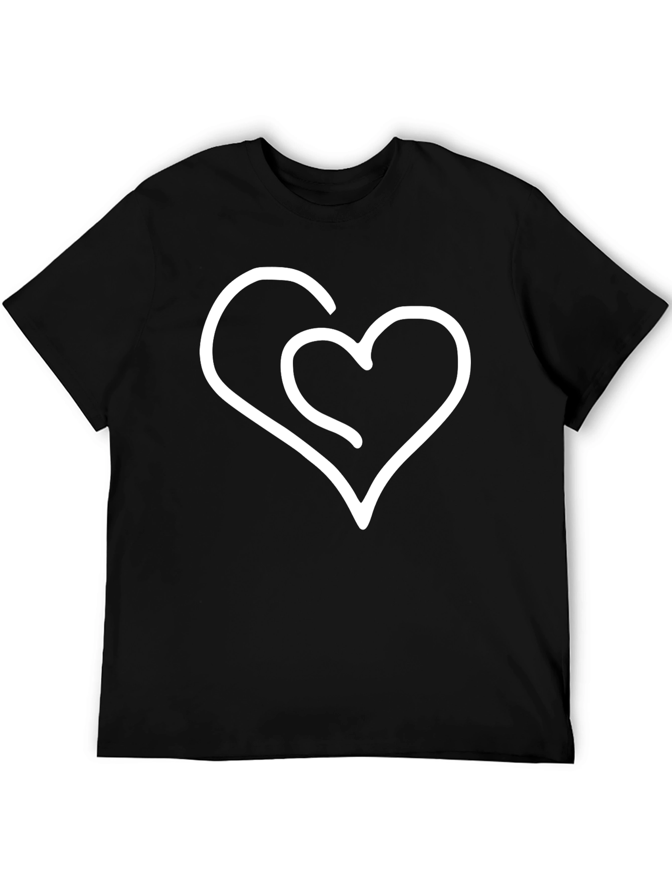 Black Heart Outline Graphic Tee - Black Casual Shirt view 5