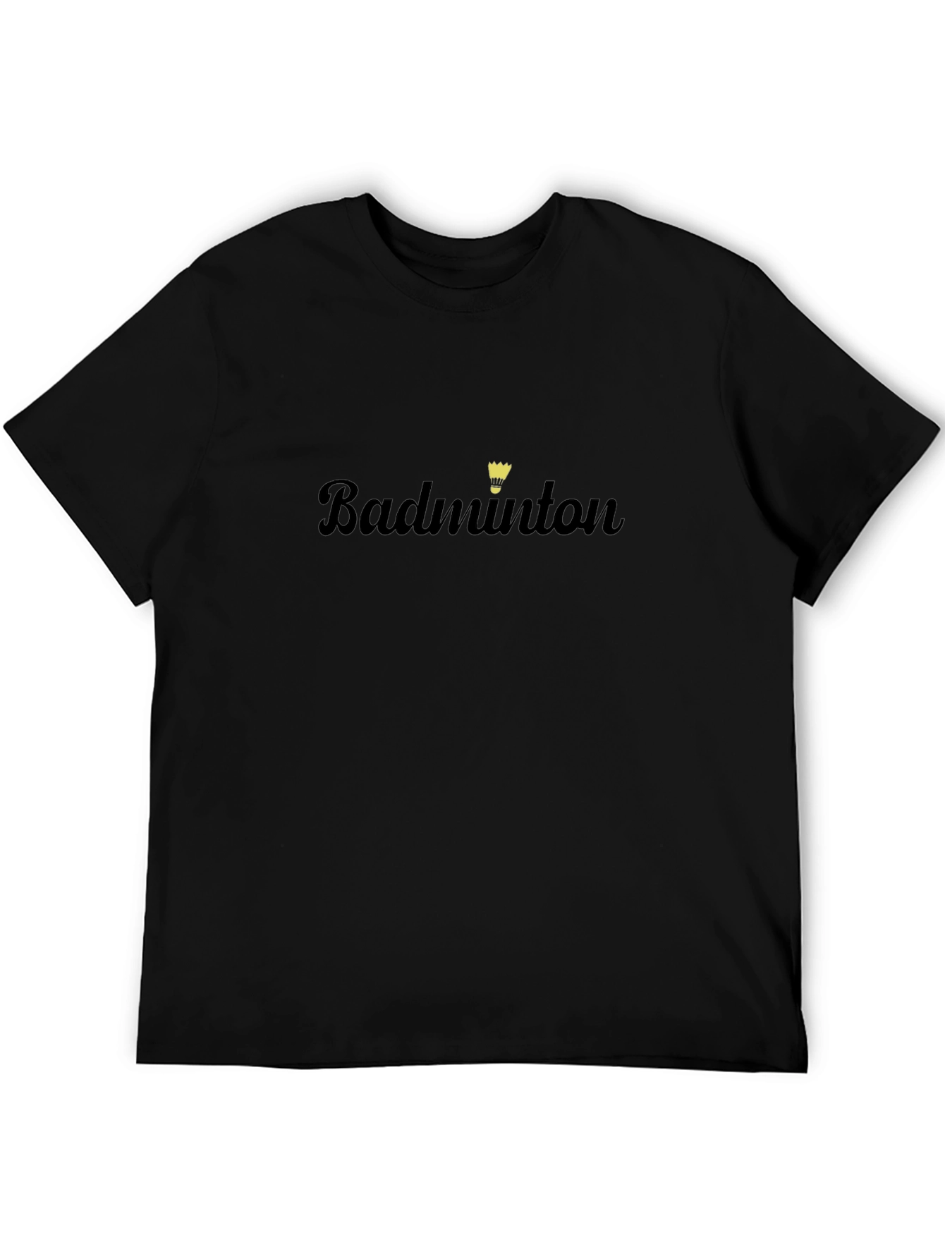 Black Badminton Graphic Tee - Black Cotton Casual T-Shirt view 5