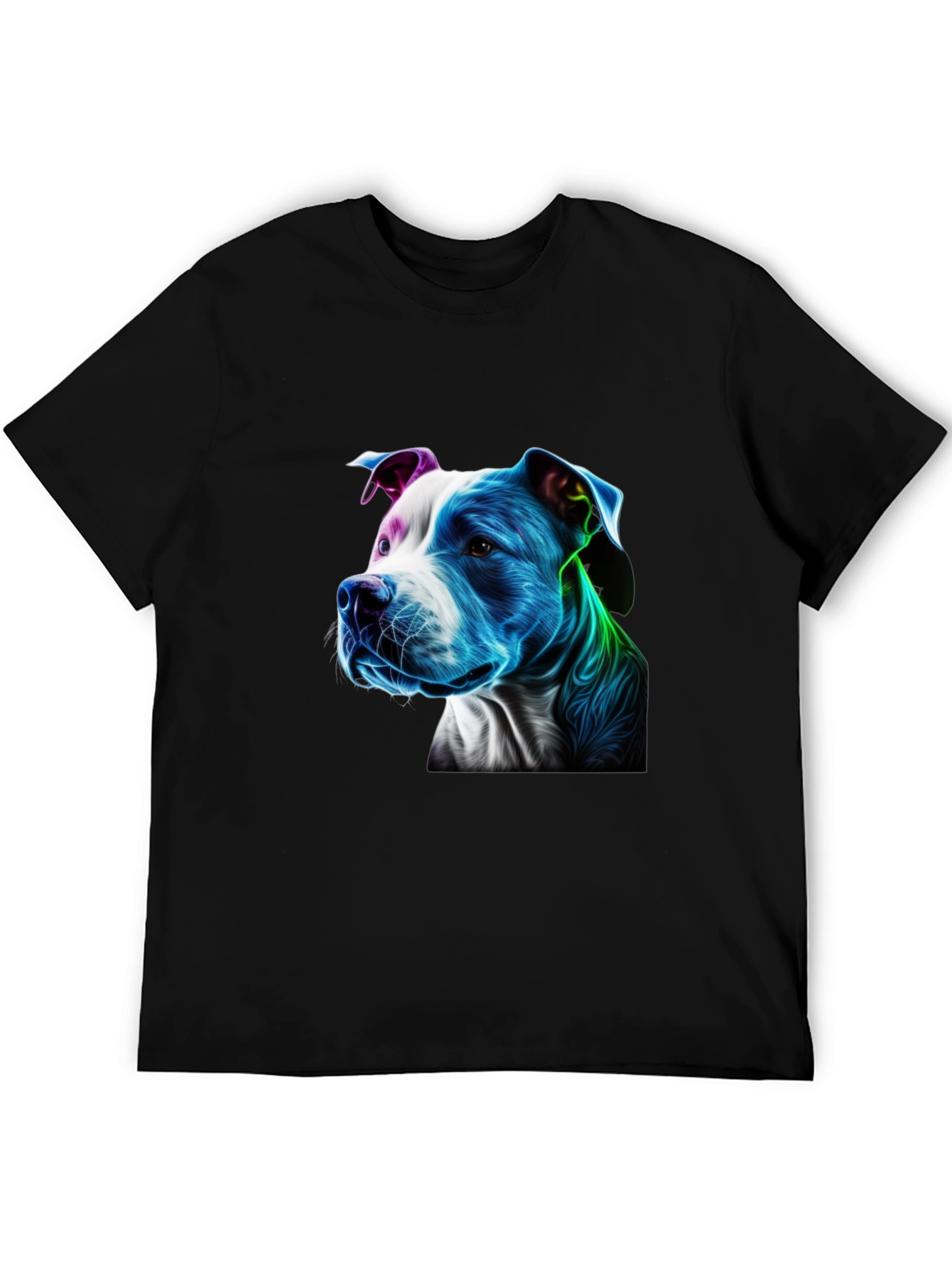 Black Vibrant Pitbull Graphic Black T-Shirt view 5