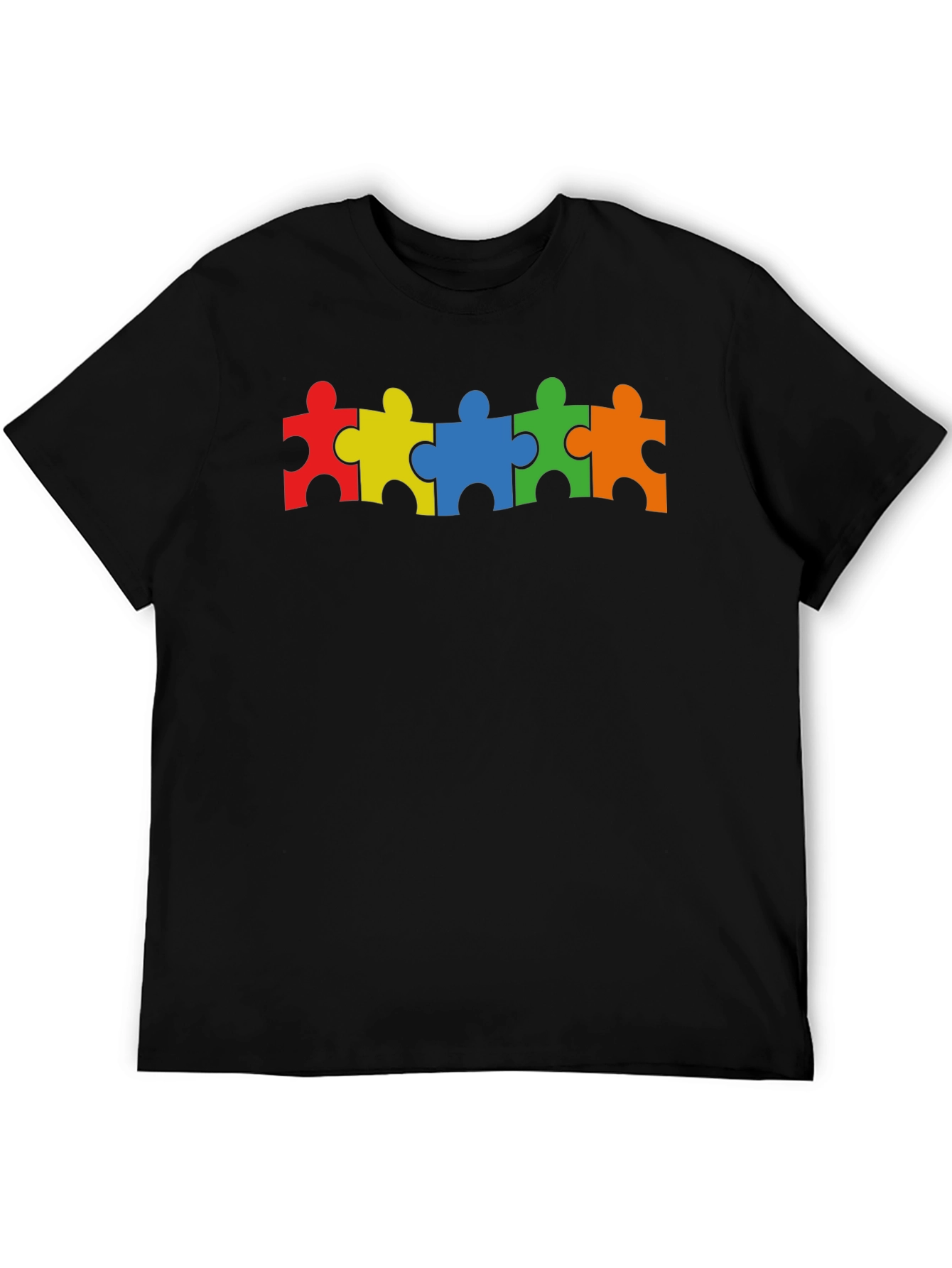 Black Autism Awareness Puzzle Piece T-Shirt view 5