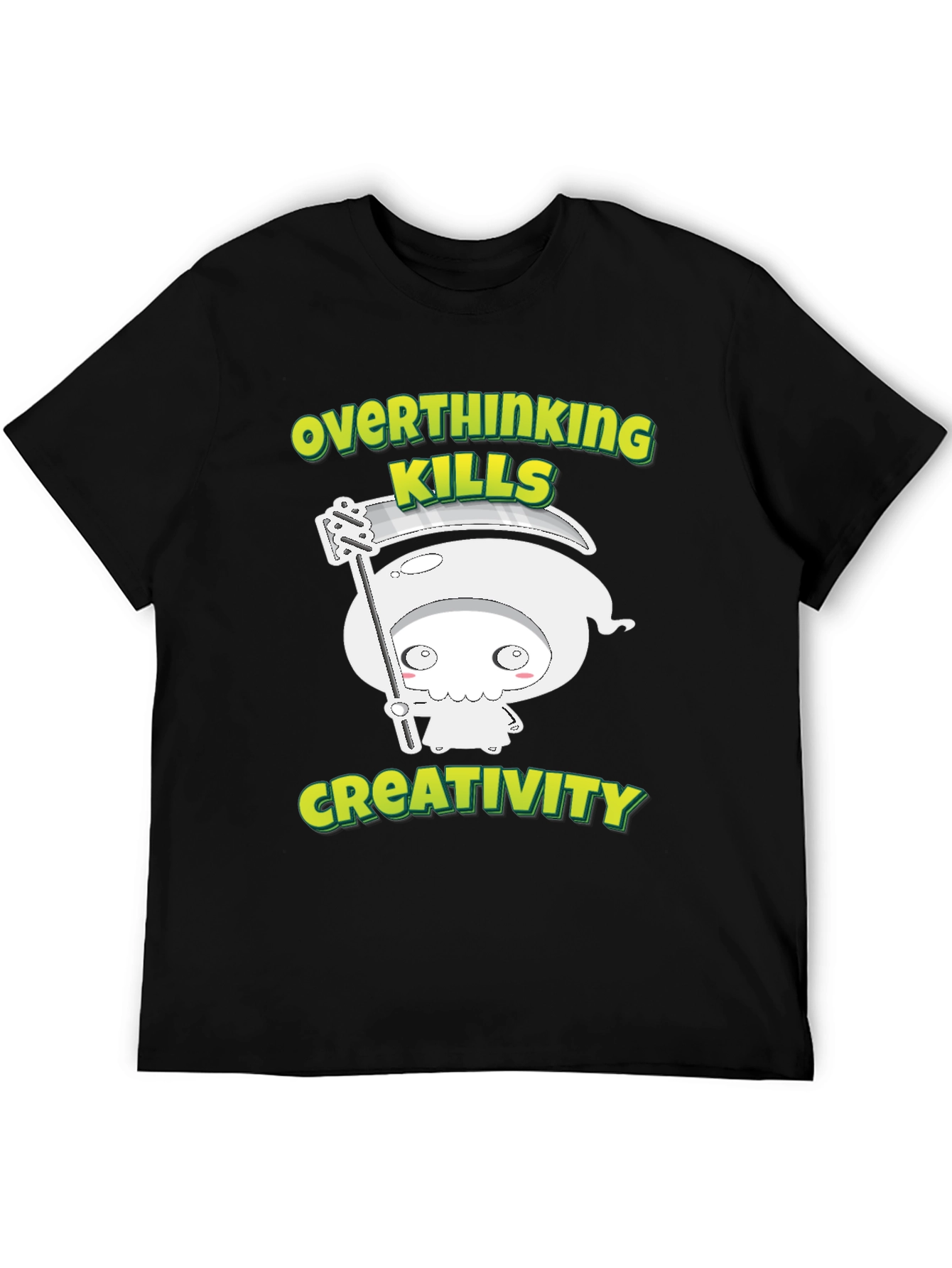 Black Overthinking Kills Creativity Graphic Tee view 5