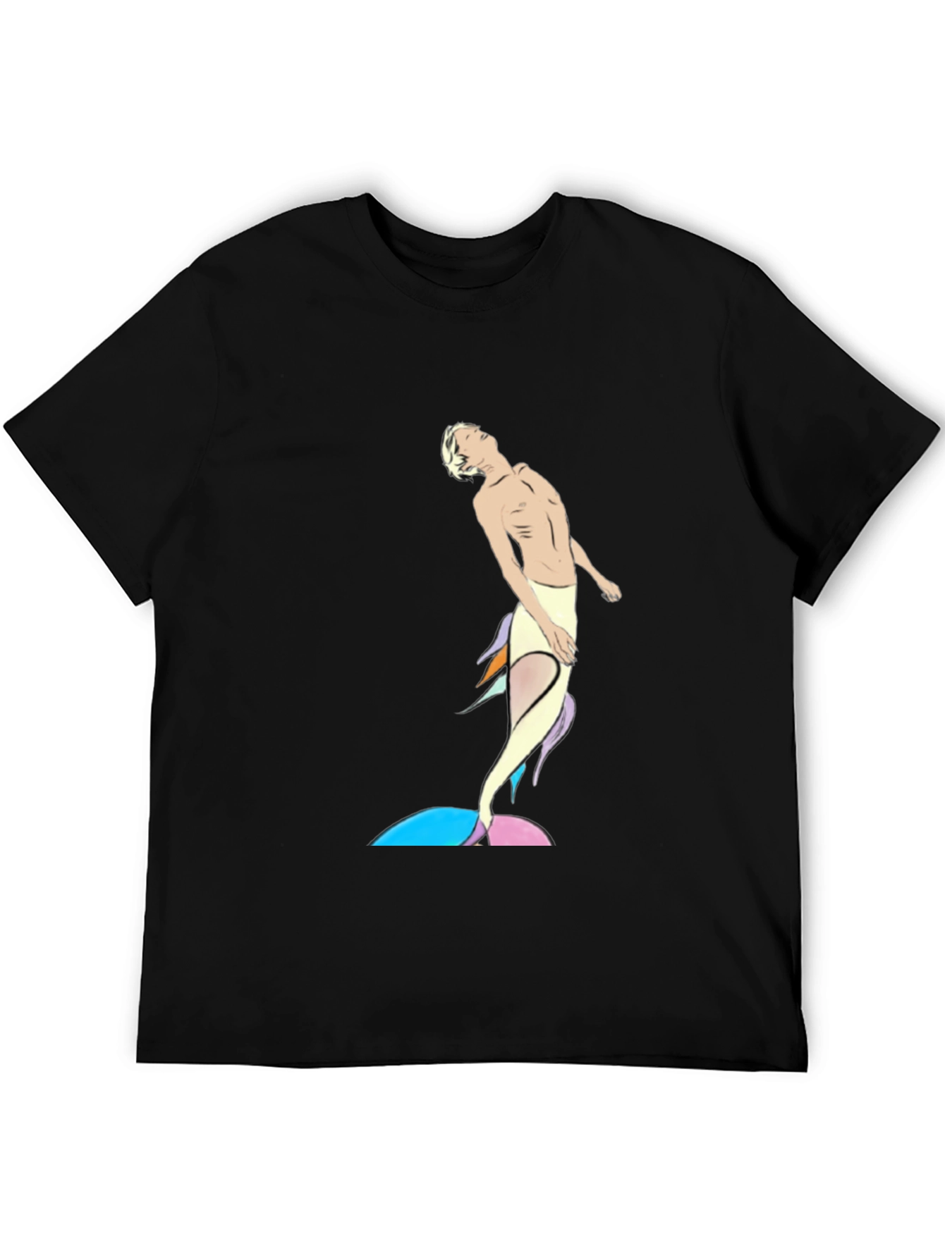 Black Unique Artistic Graphic Print Black T-Shirt view 5