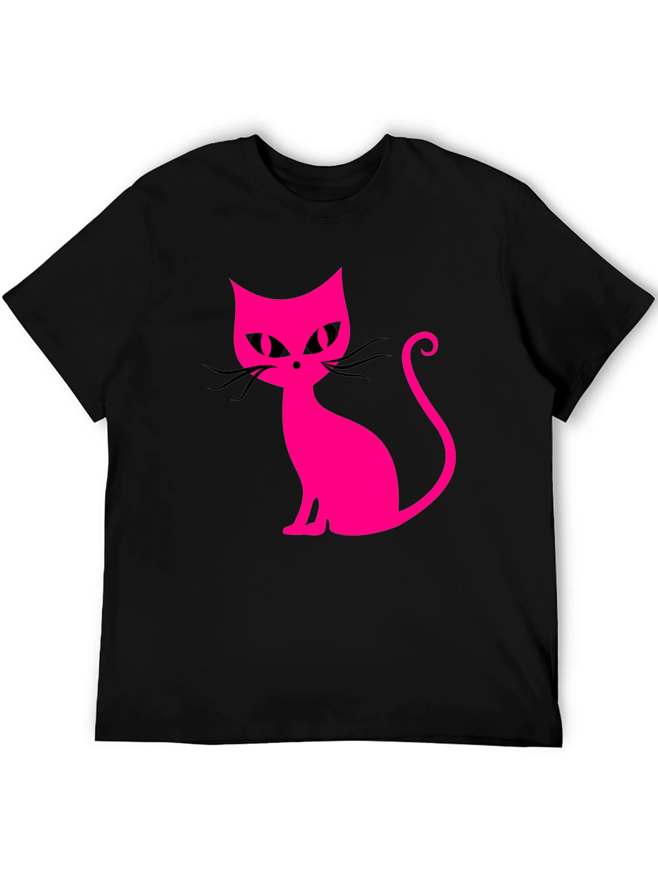 Black Cool Cat Tee - Pink Graphic on Black view 5